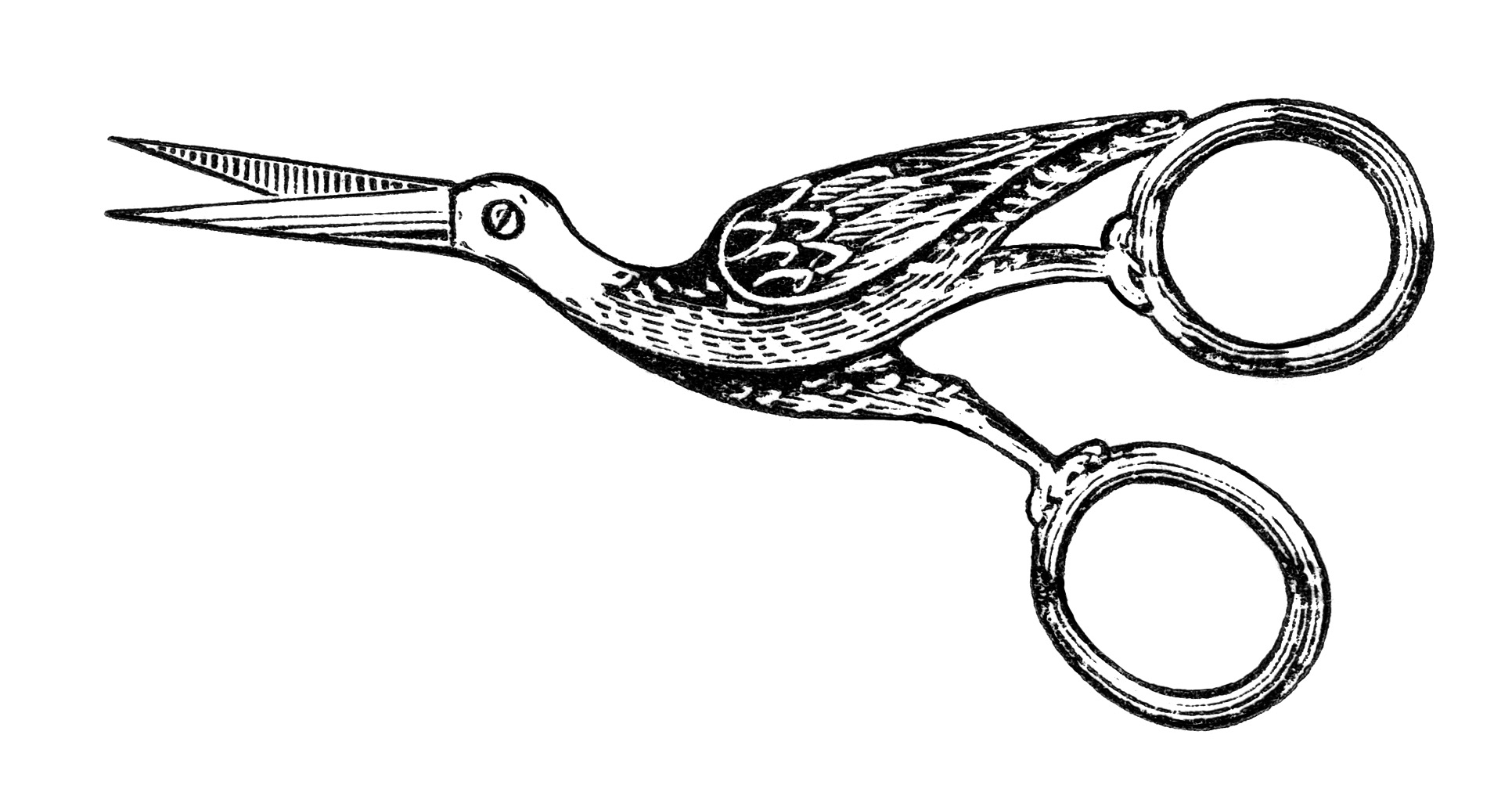 Unique Bird Design Embroidery Scissors Clip Art | Old Design Shop Blog