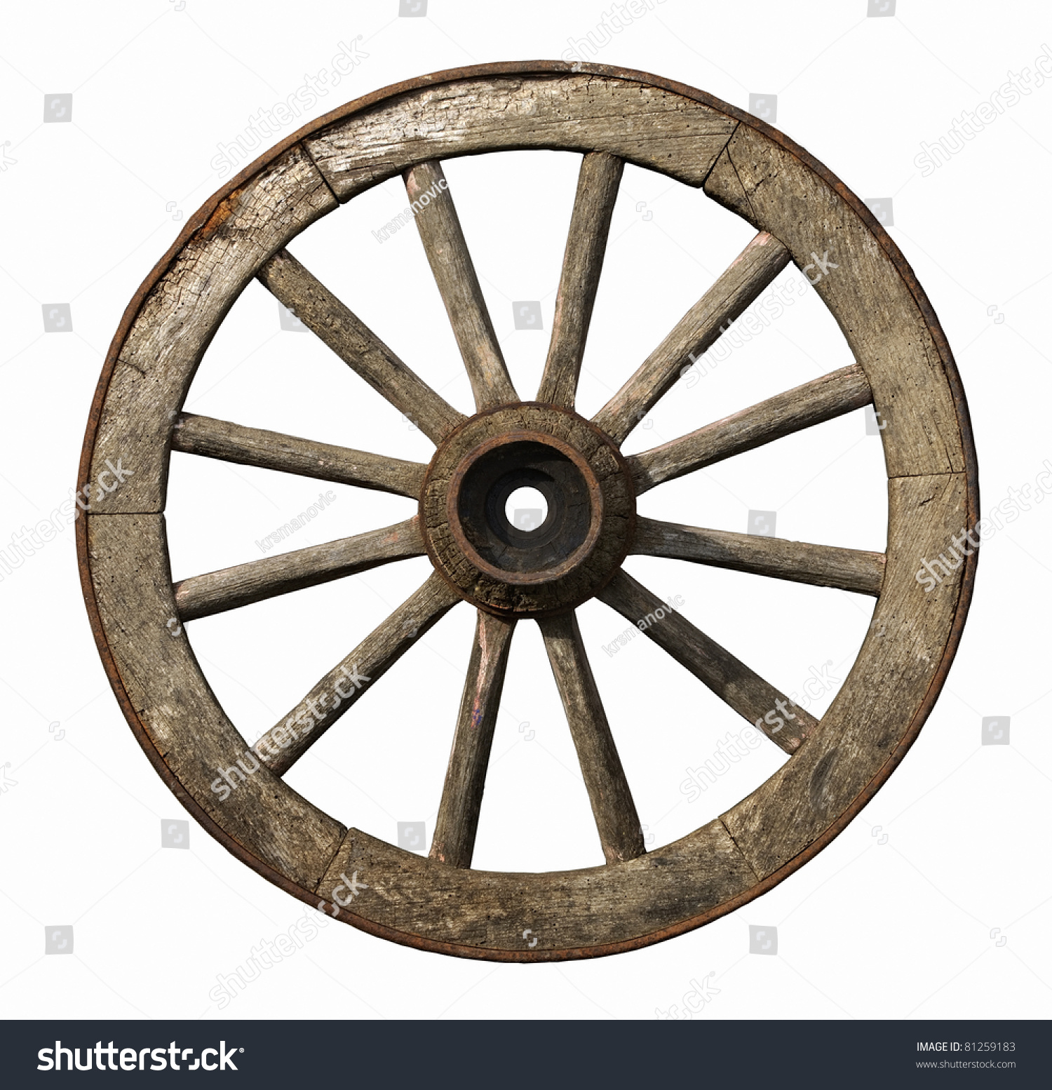 Old Wheel Isolated On White Background Stock Photo (Download Now ...