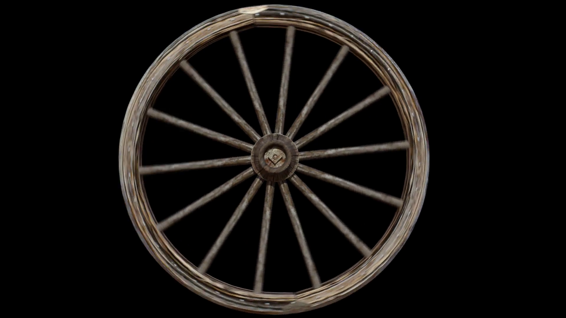 Old Weathered Worn Wooden Wagon Wheel Spinning with Alpha Channel ...