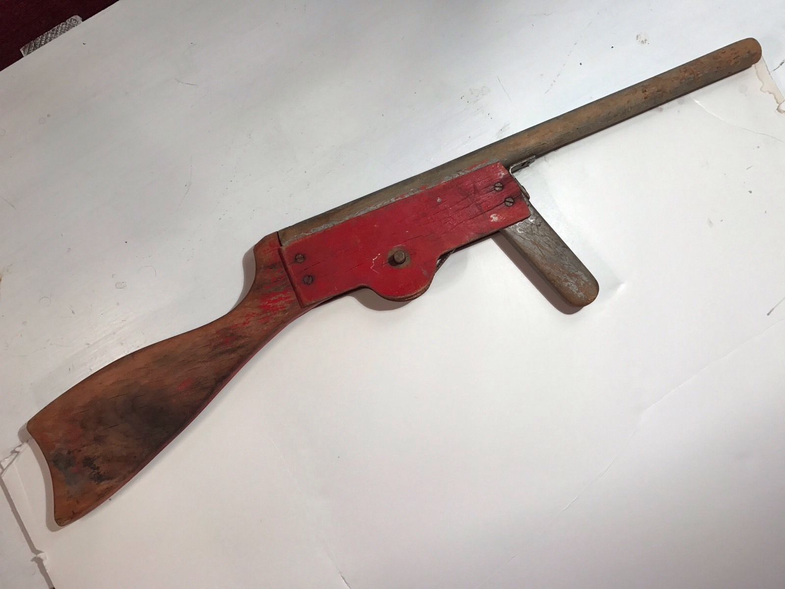 Vintage Wooden Tommy Gun With Clacker
