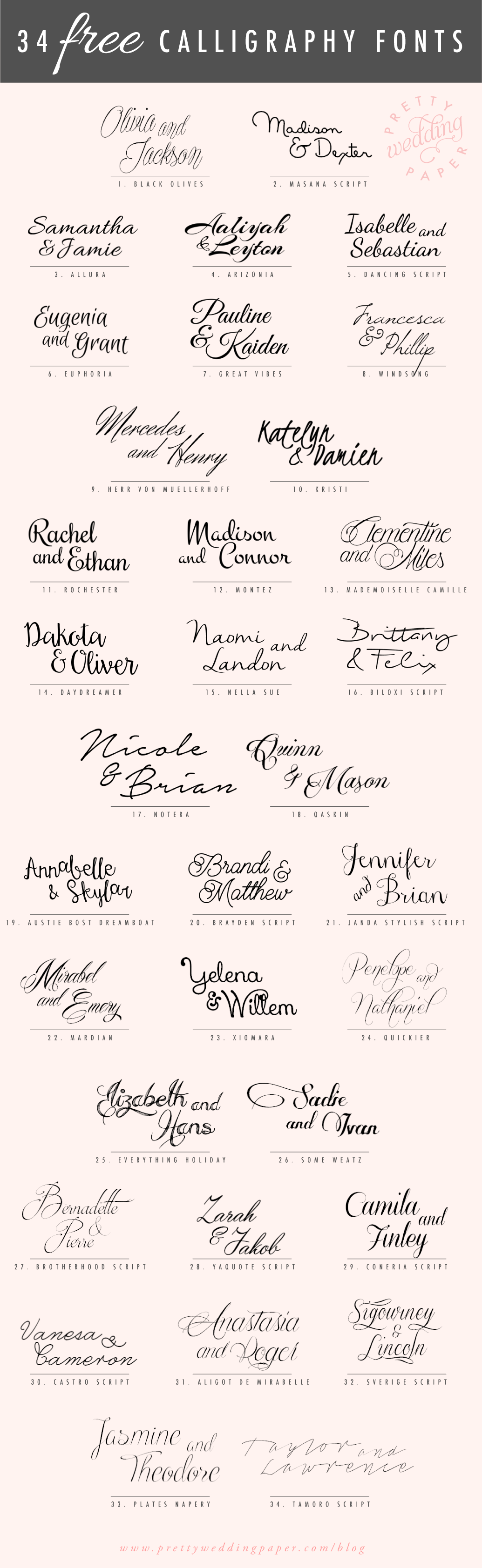 34 Free Calligraphy Script Fonts for Wedding Invitations
