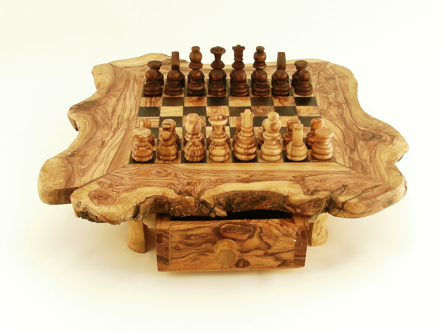 Olive Wood Natural Chessboard