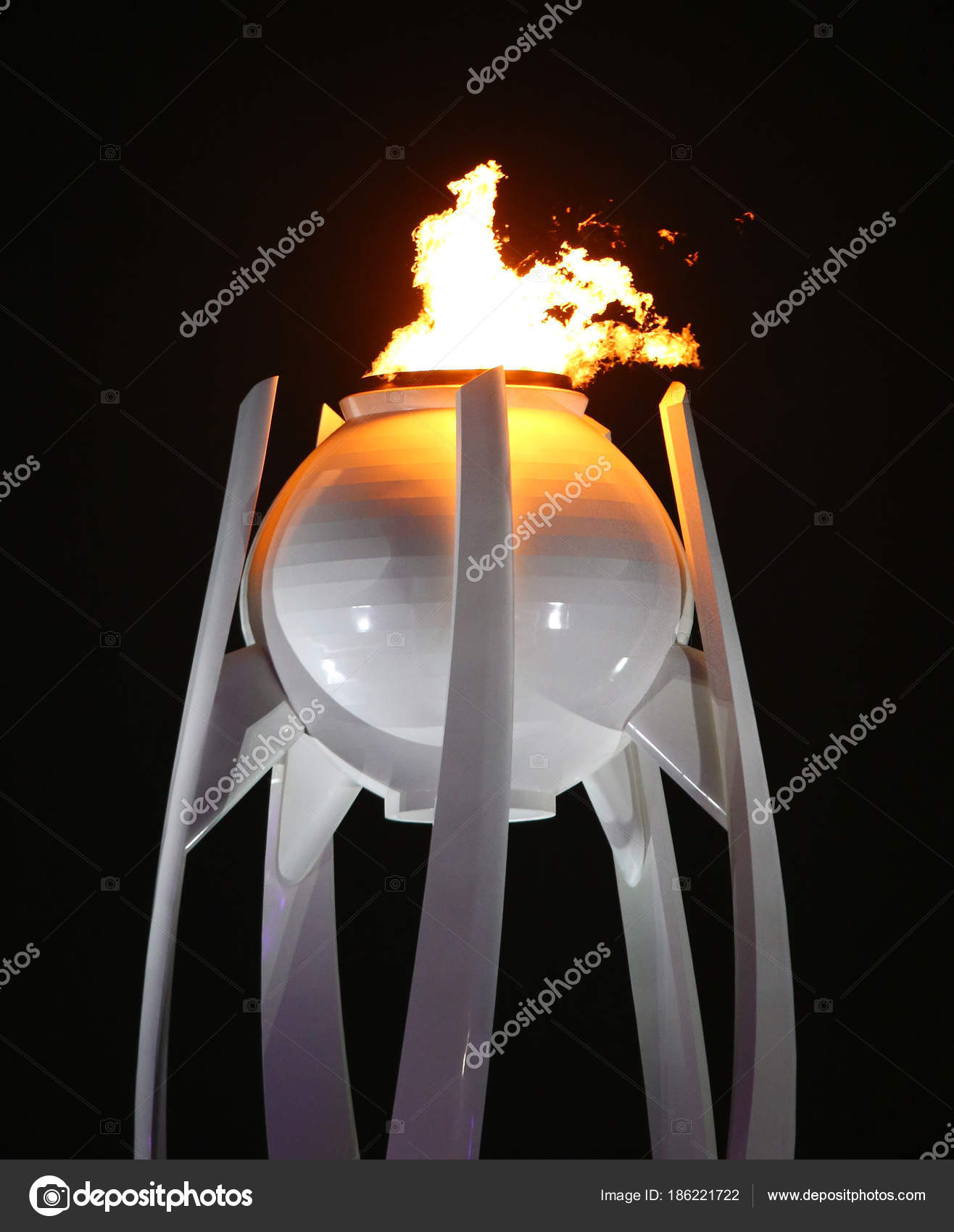 Pyeongchang South Korea February 2018 Olympic Flame Burns ...