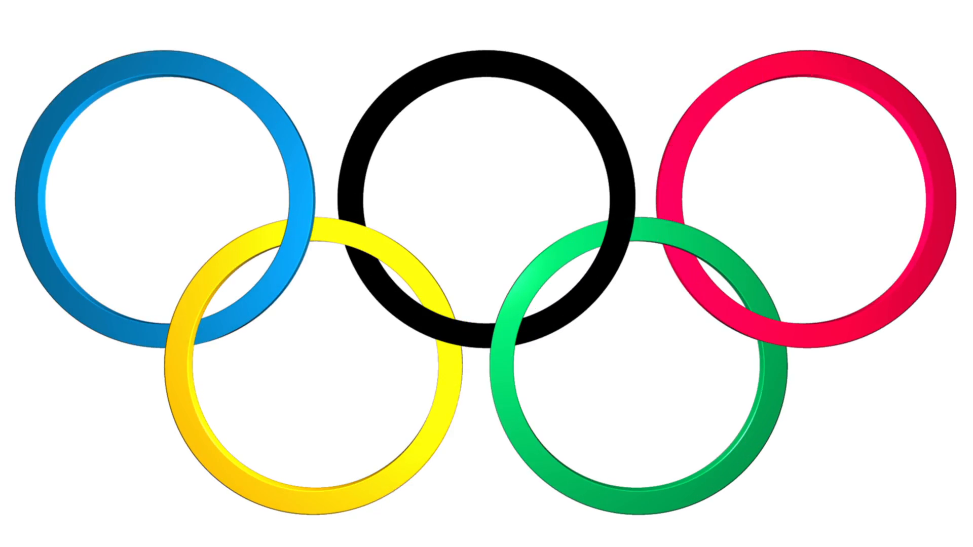 Animation: Background with the 3d Olympic rings with appearance and ...
