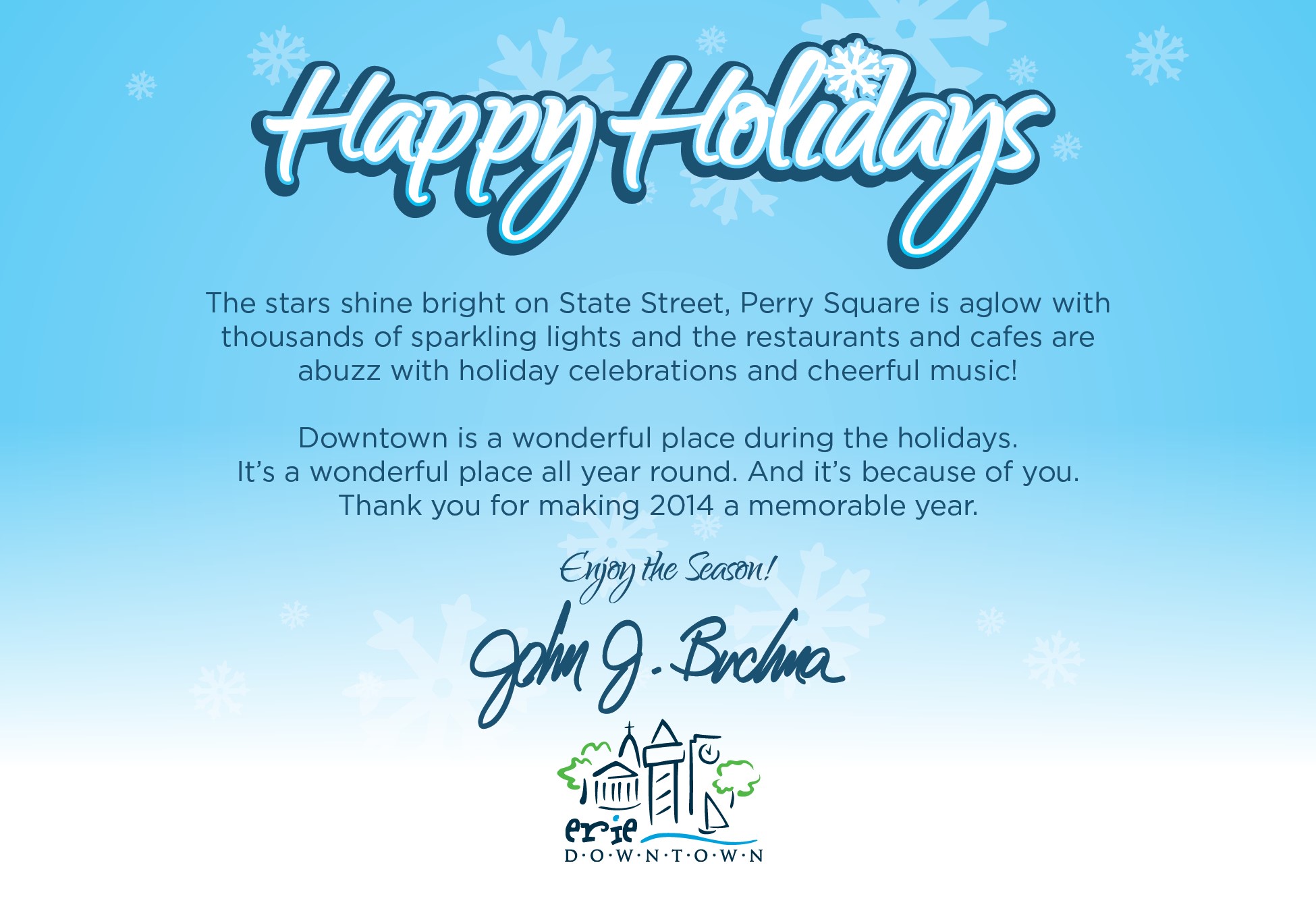 A Holiday Message from our CEO | Erie Downtown Partnership