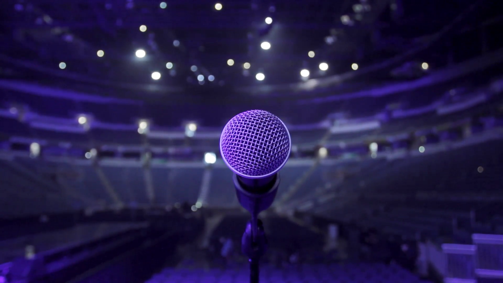 Microphone on stage at concert venue Stock Video Footage - Videoblocks