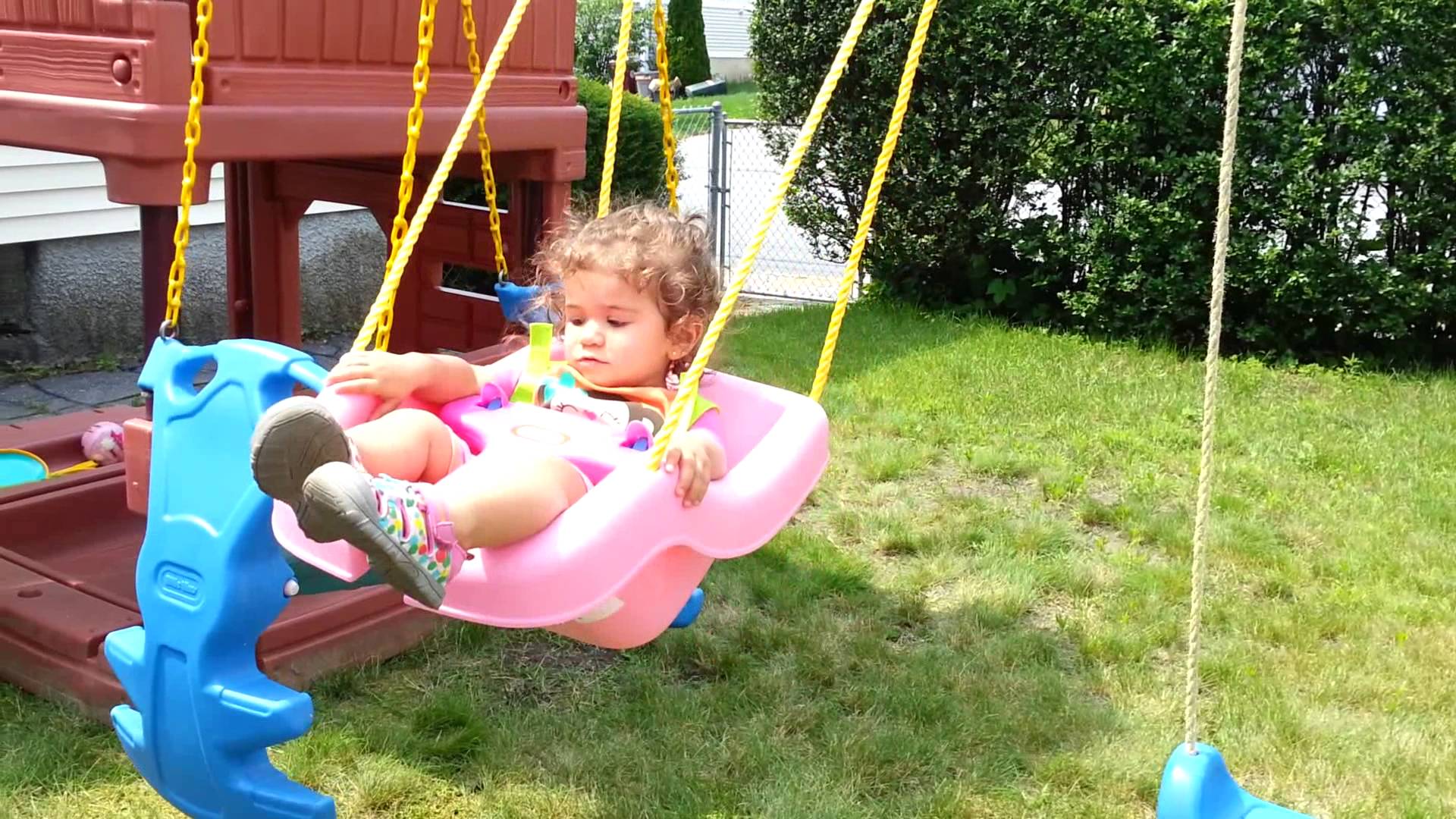 My baby playing with her Little Tykes Swing set! - YouTube