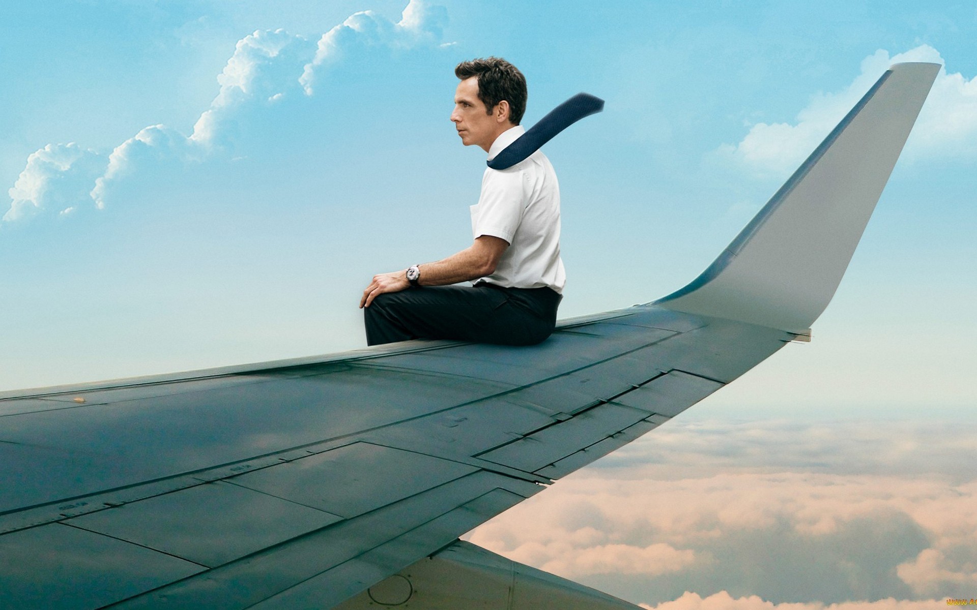 Men The man is sitting on the wing of an airplane - Download Hd Men ...