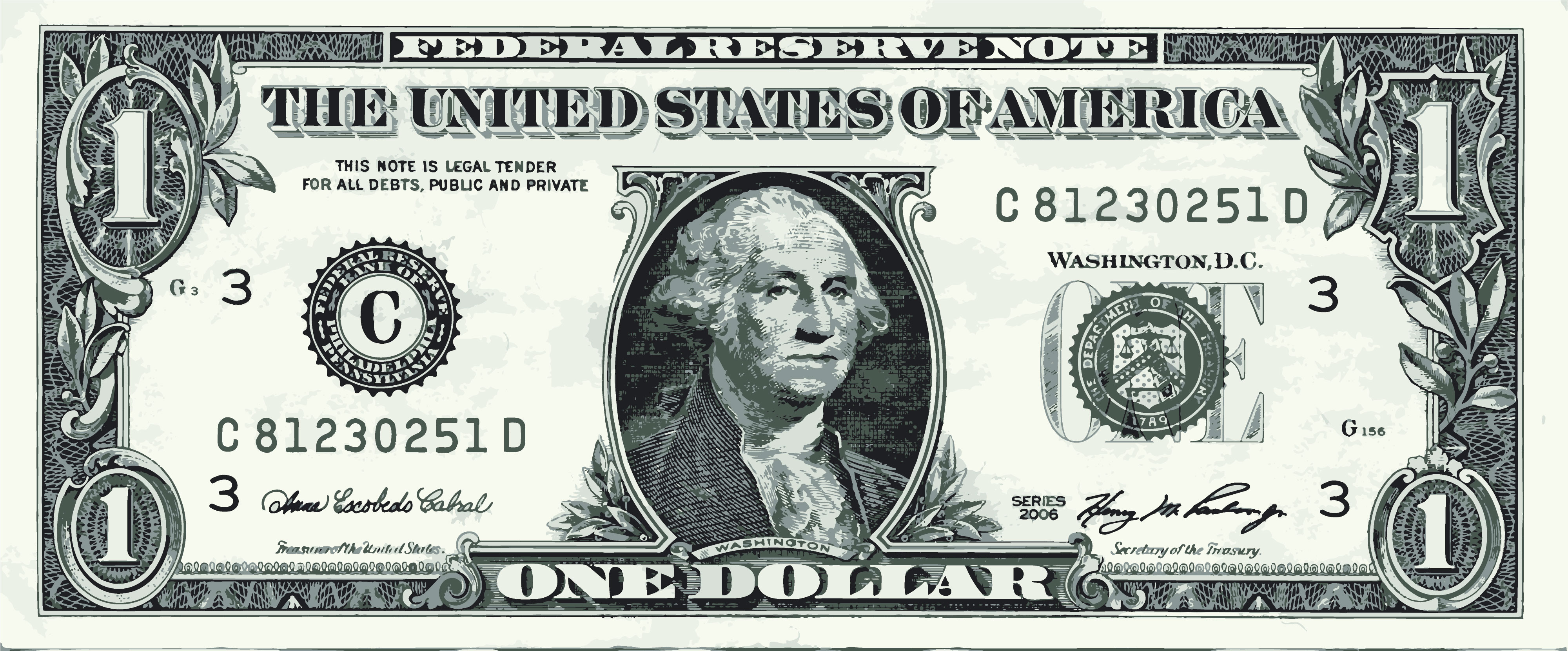 George Washington One Dollar Bill Vector Graphic Art | Free Vector ...