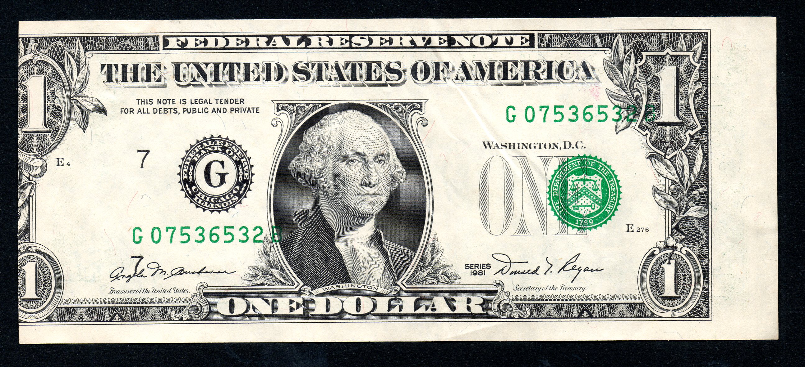 Lot Detail - Miscut/Misprinted One Dollar Bill - Series 1981 (Est ...