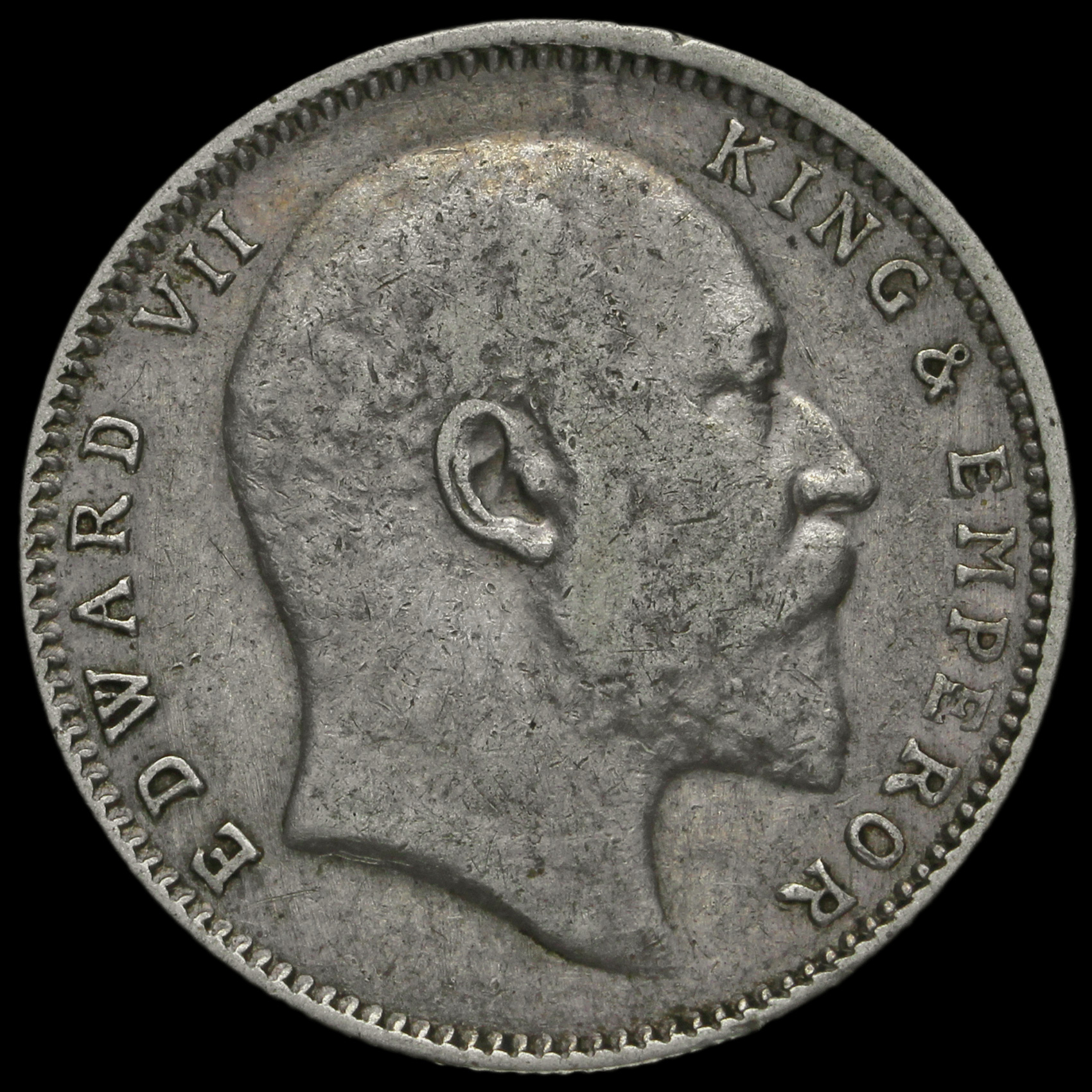 British India 1907 Edward VII One Rupee, VF