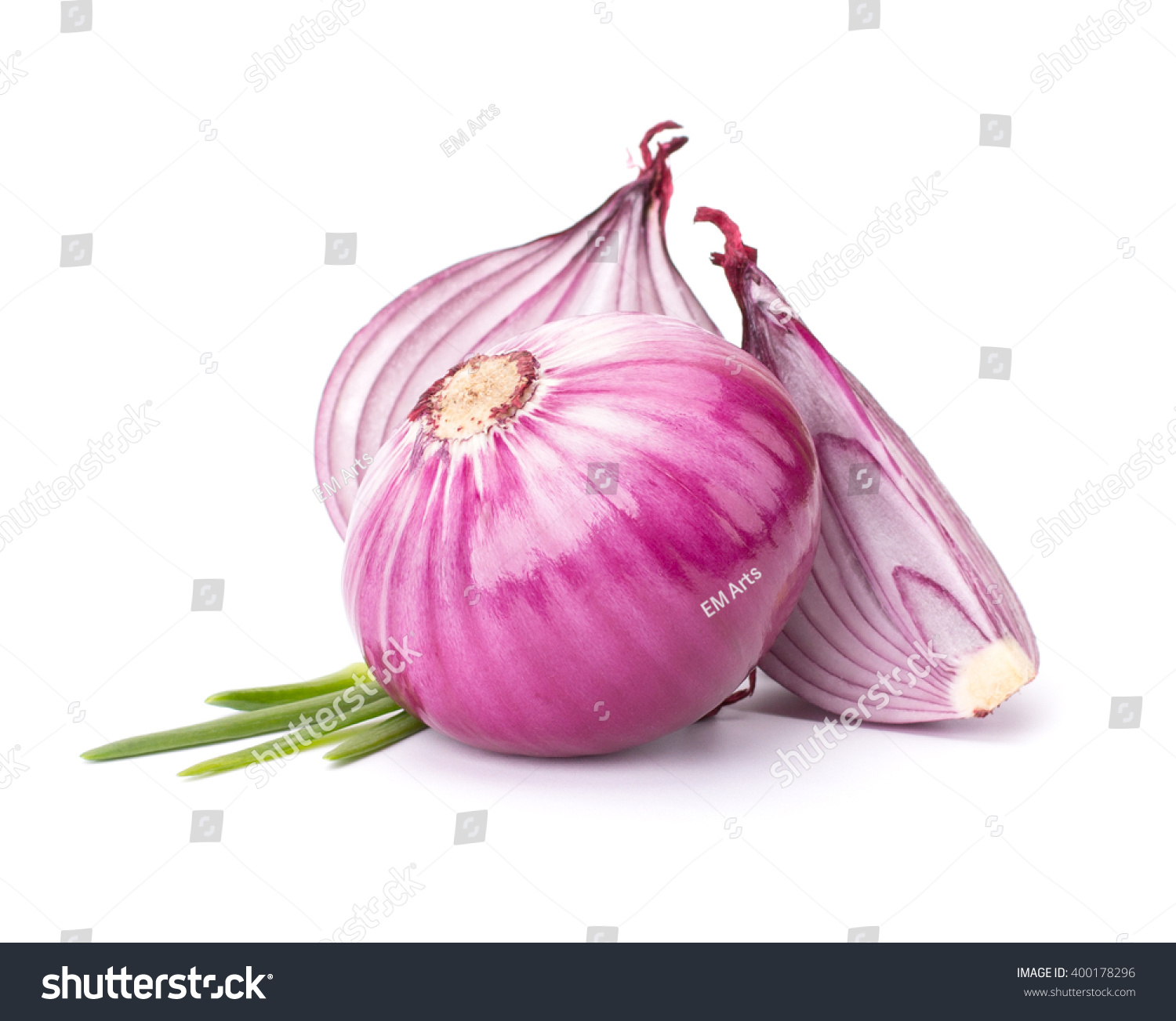 Red Onion Cut Halves Spring Green Stock Photo 400178296 - Shutterstock