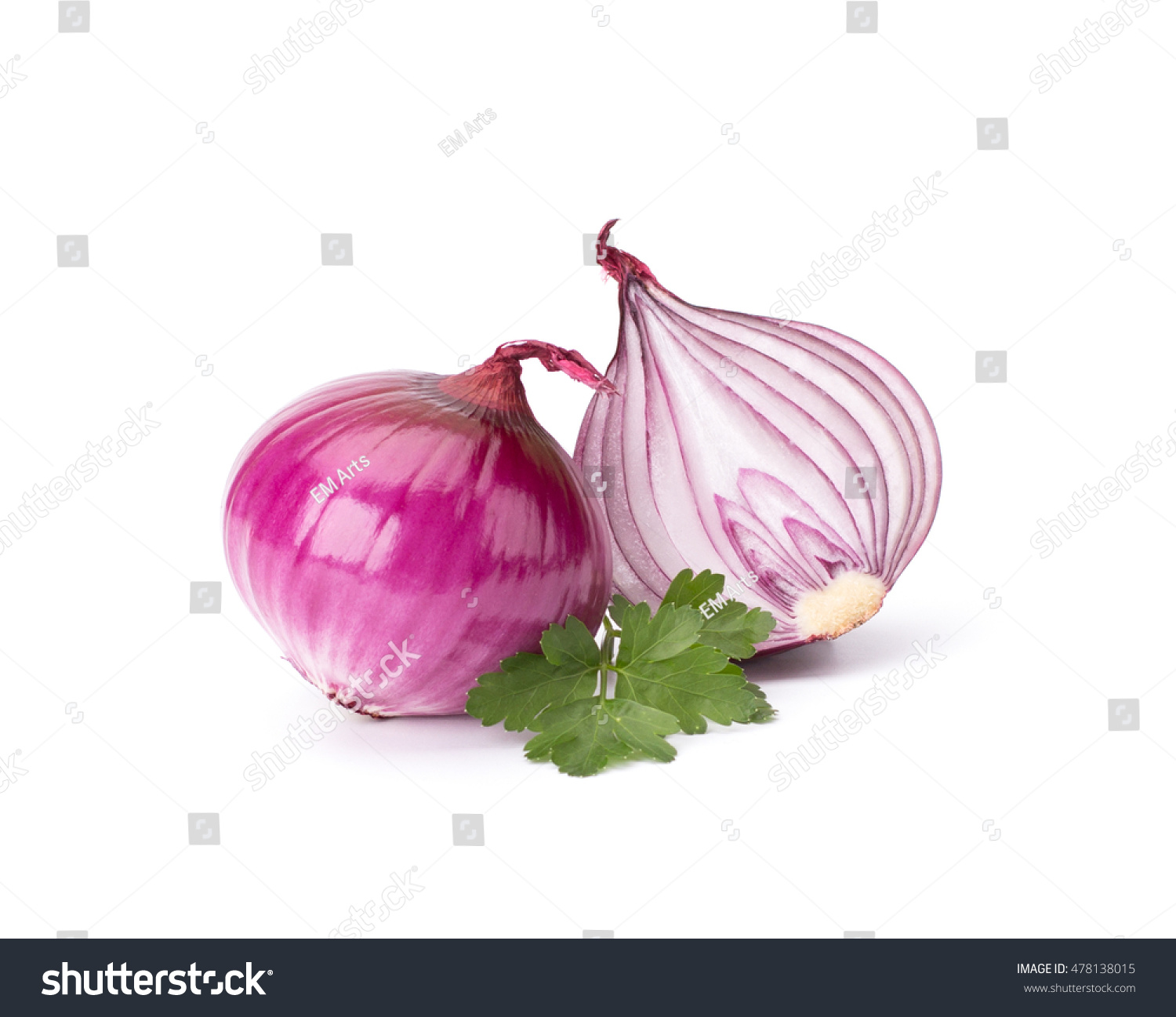 Red Onion Cut Halves Parsley Leaf Stock Photo (Royalty Free ...