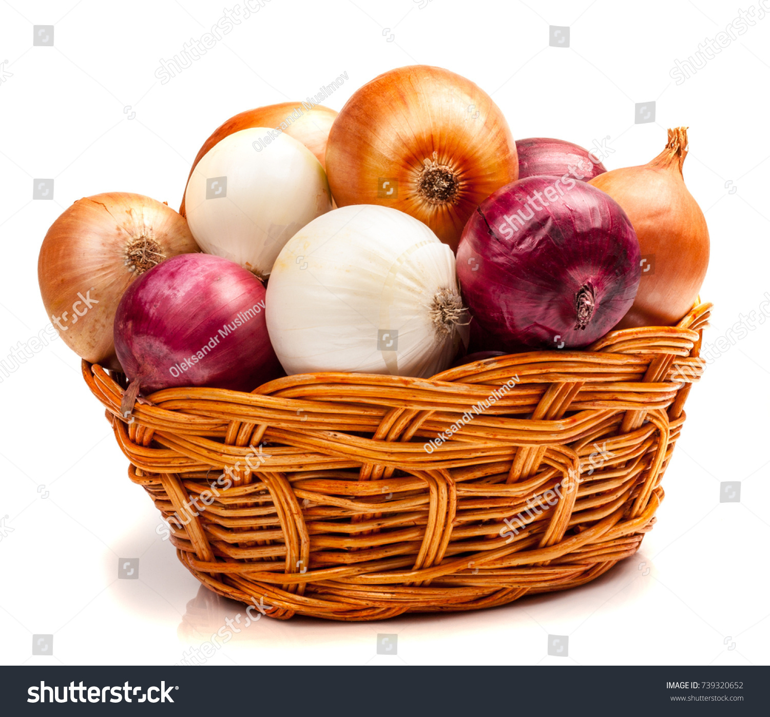 Onions Basket On White Background Stock Photo (Royalty Free ...