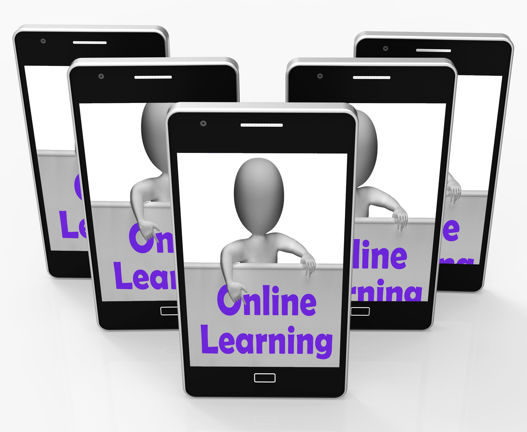 Online learning sign phone means e-learning and internet courses photo