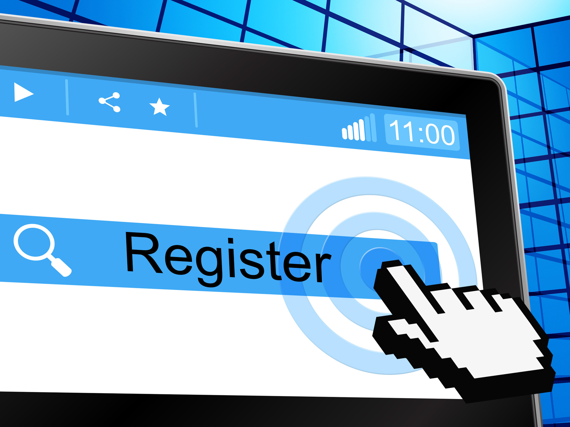 Online register means world wide web and registering photo
