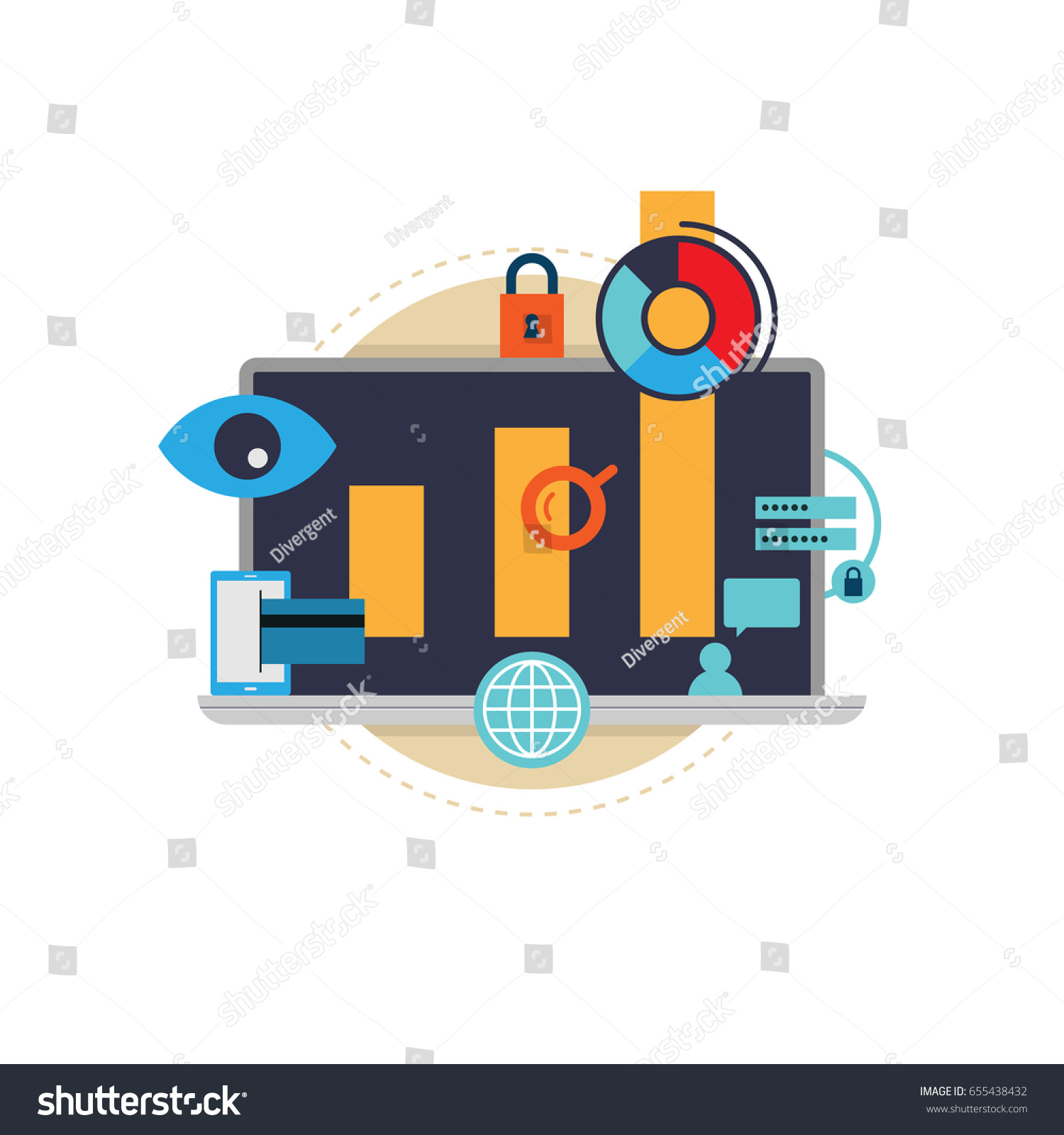 Internet Security Concept Data Protection Online Stock Vector ...