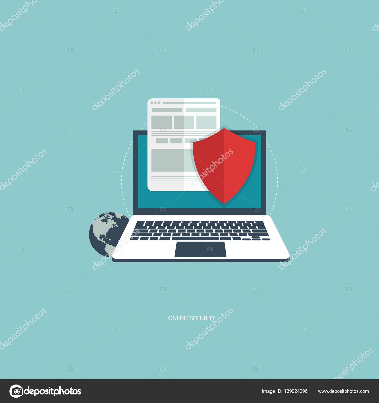 Data protection and on line security concept. Flat vector ...