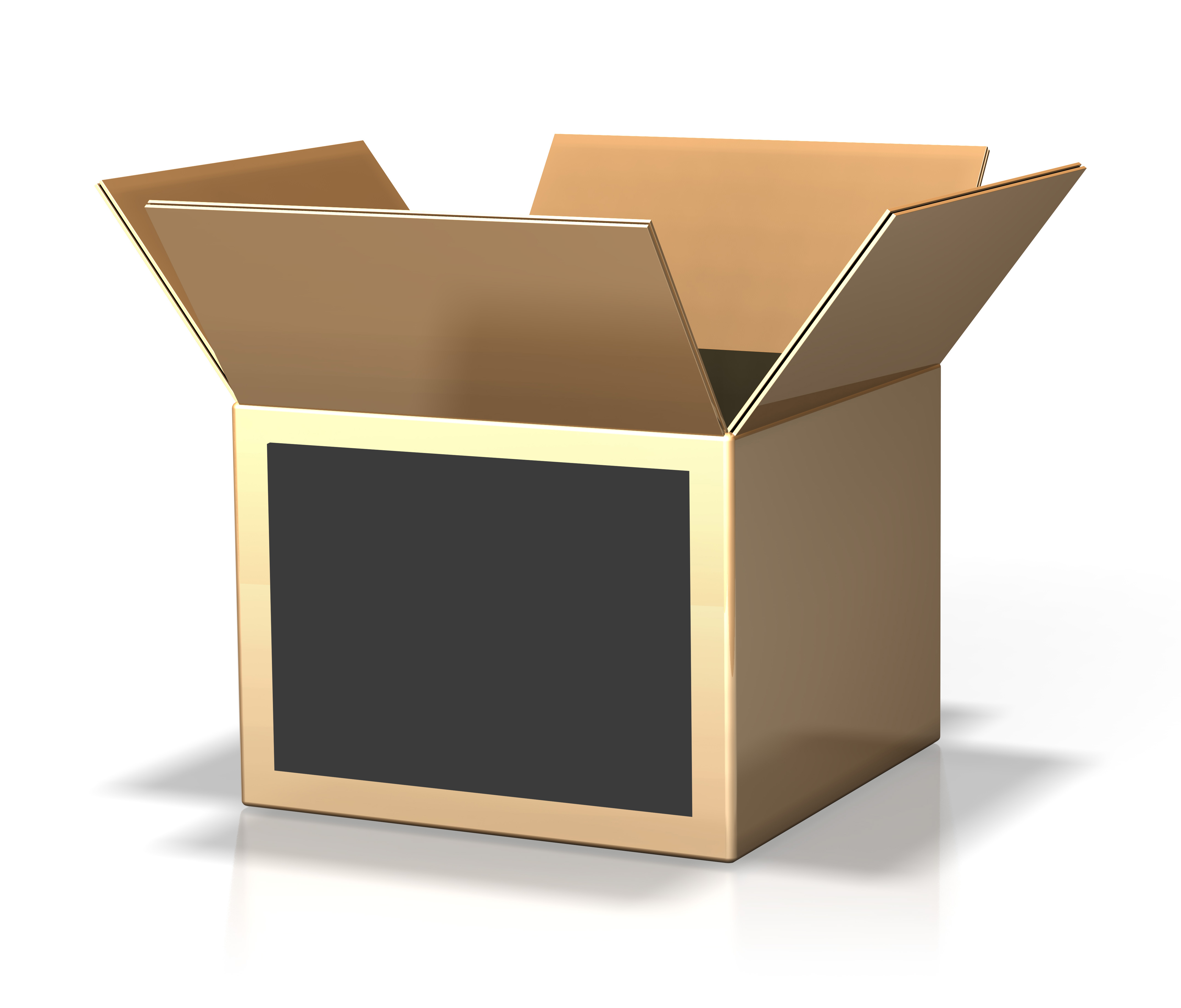 3d rendering of an open cardboard box over a white background ...