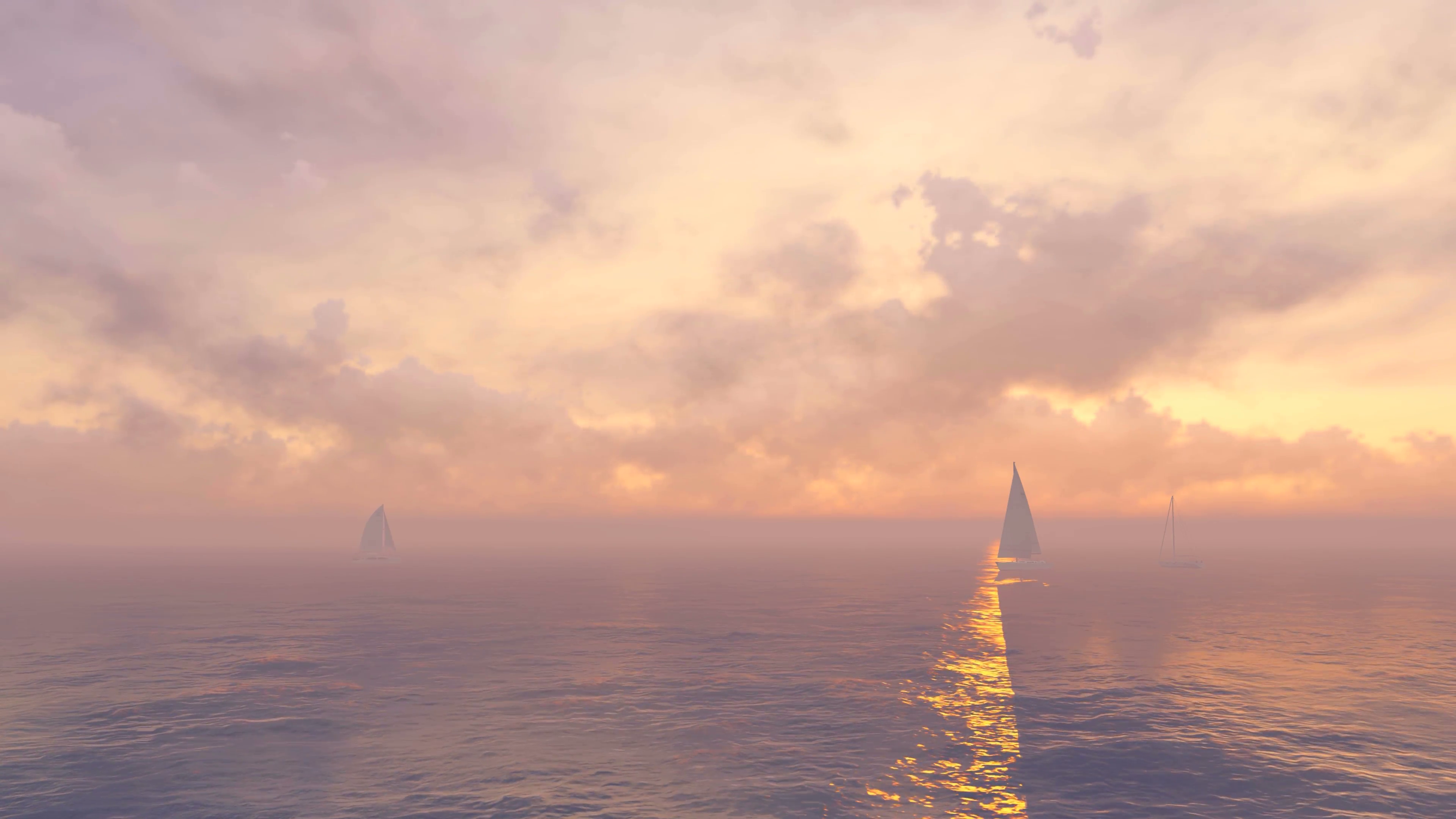 Beautiful marine scenery - sailboats silhouettes in open sea against ...