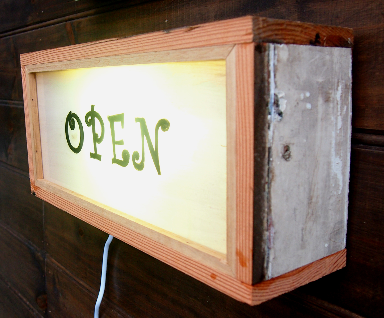Hand Lettering “OPEN” Vintage Wooden Light Box Sign / Recycled ...