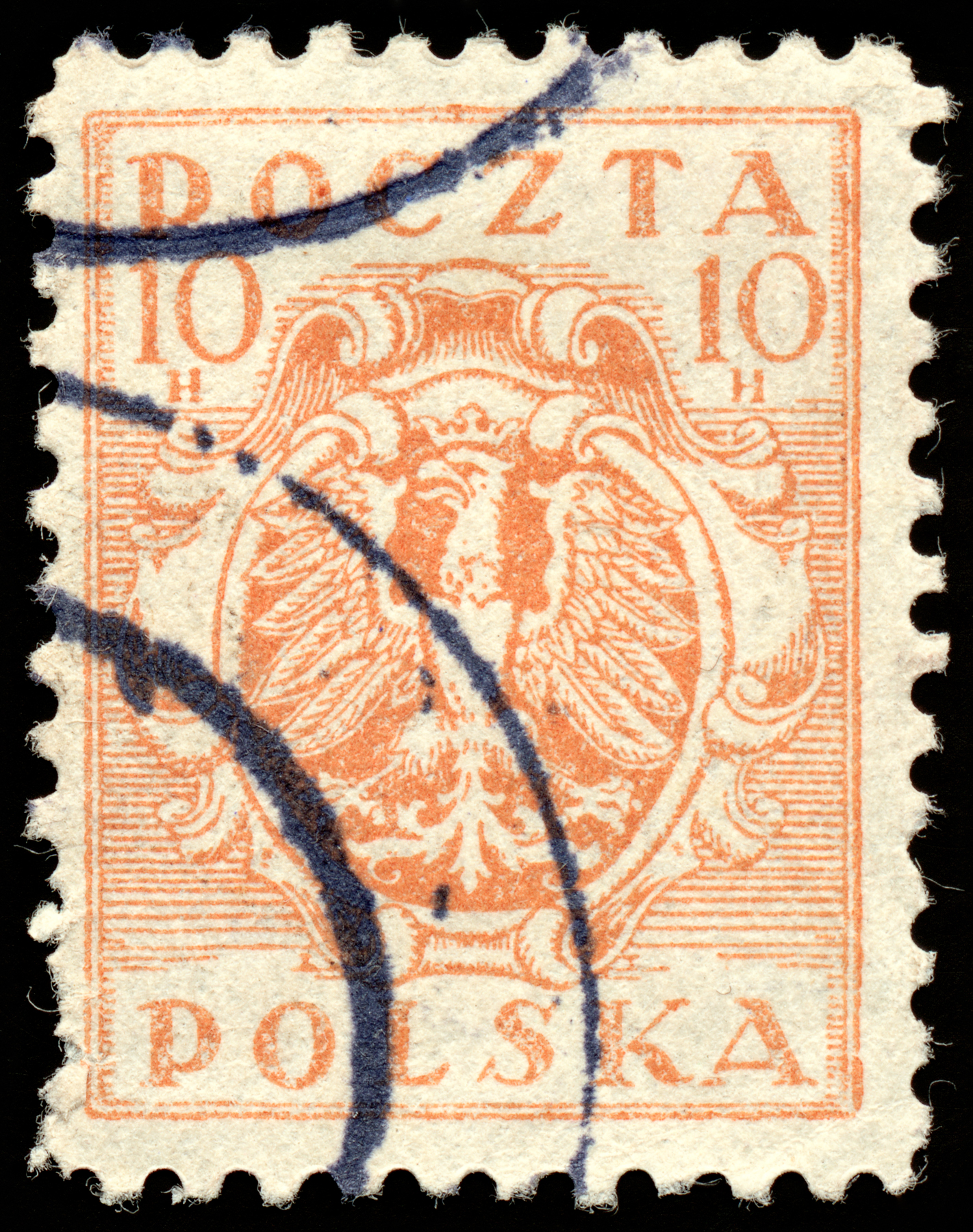Orange Eagle Crest Stamp, 10, Postage, Rectangular, Rectangle, HQ Photo