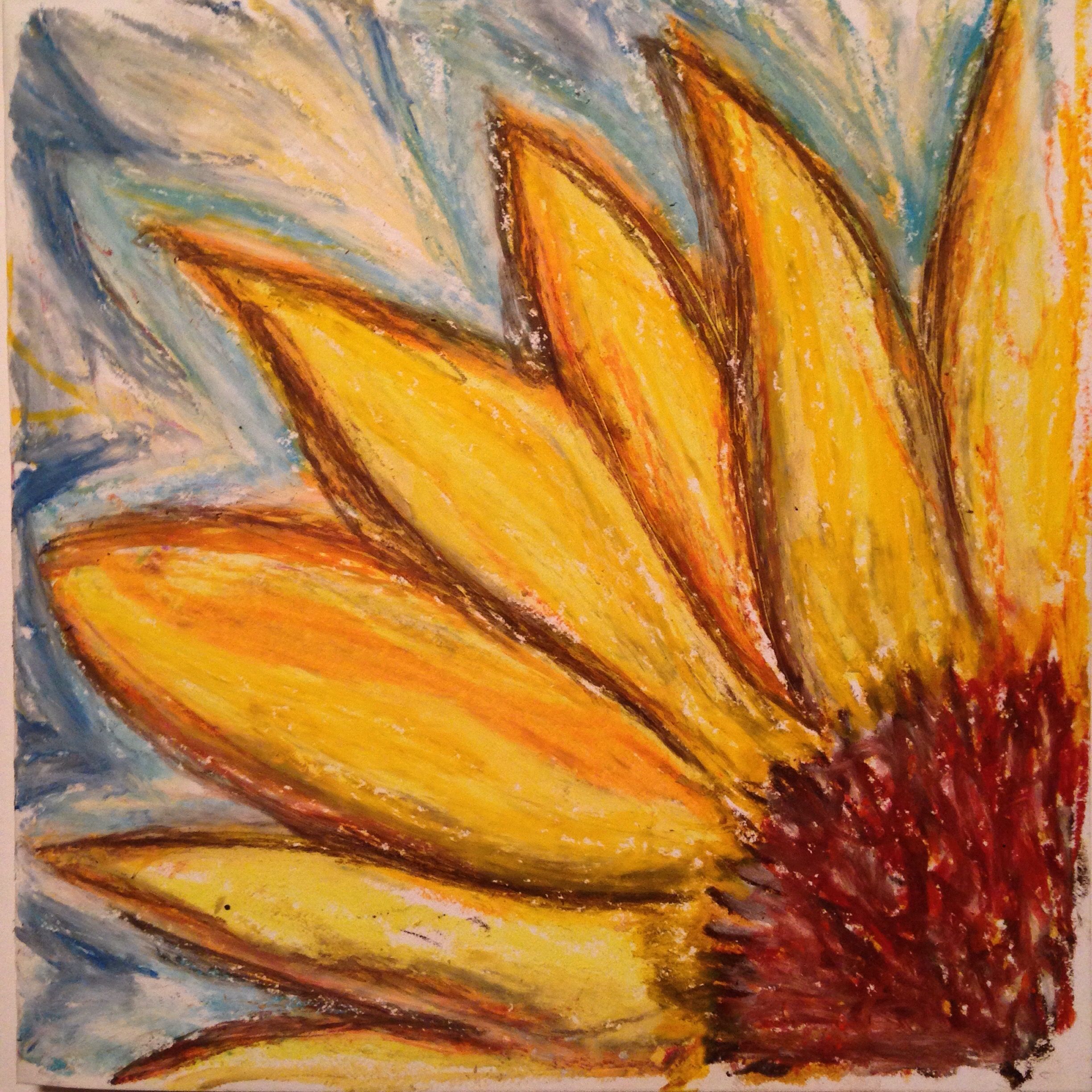 Sunflower - abstract oil pastel drawing by Onny @artbyonny | Art ...