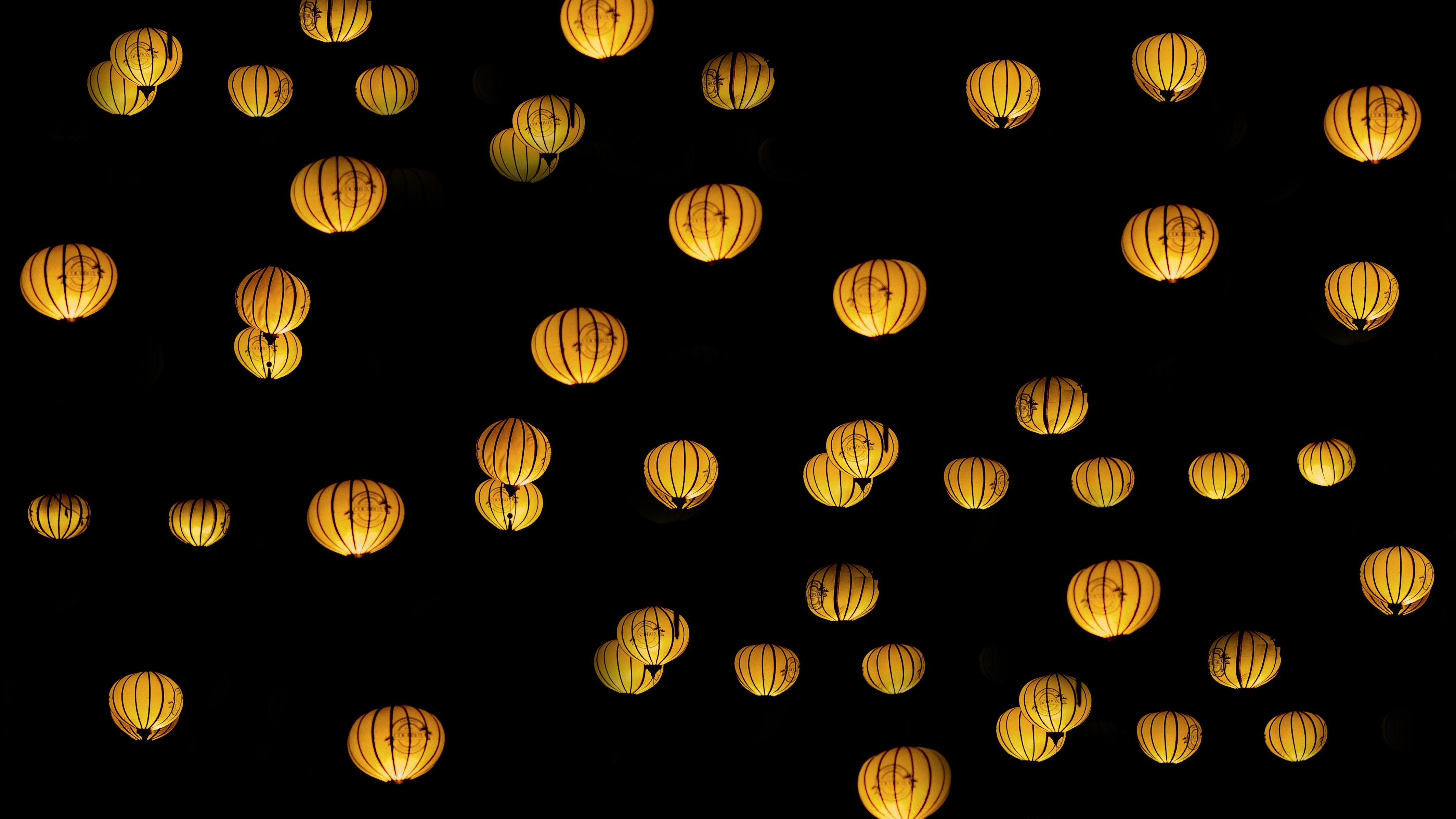 Orange sky lanterns photo