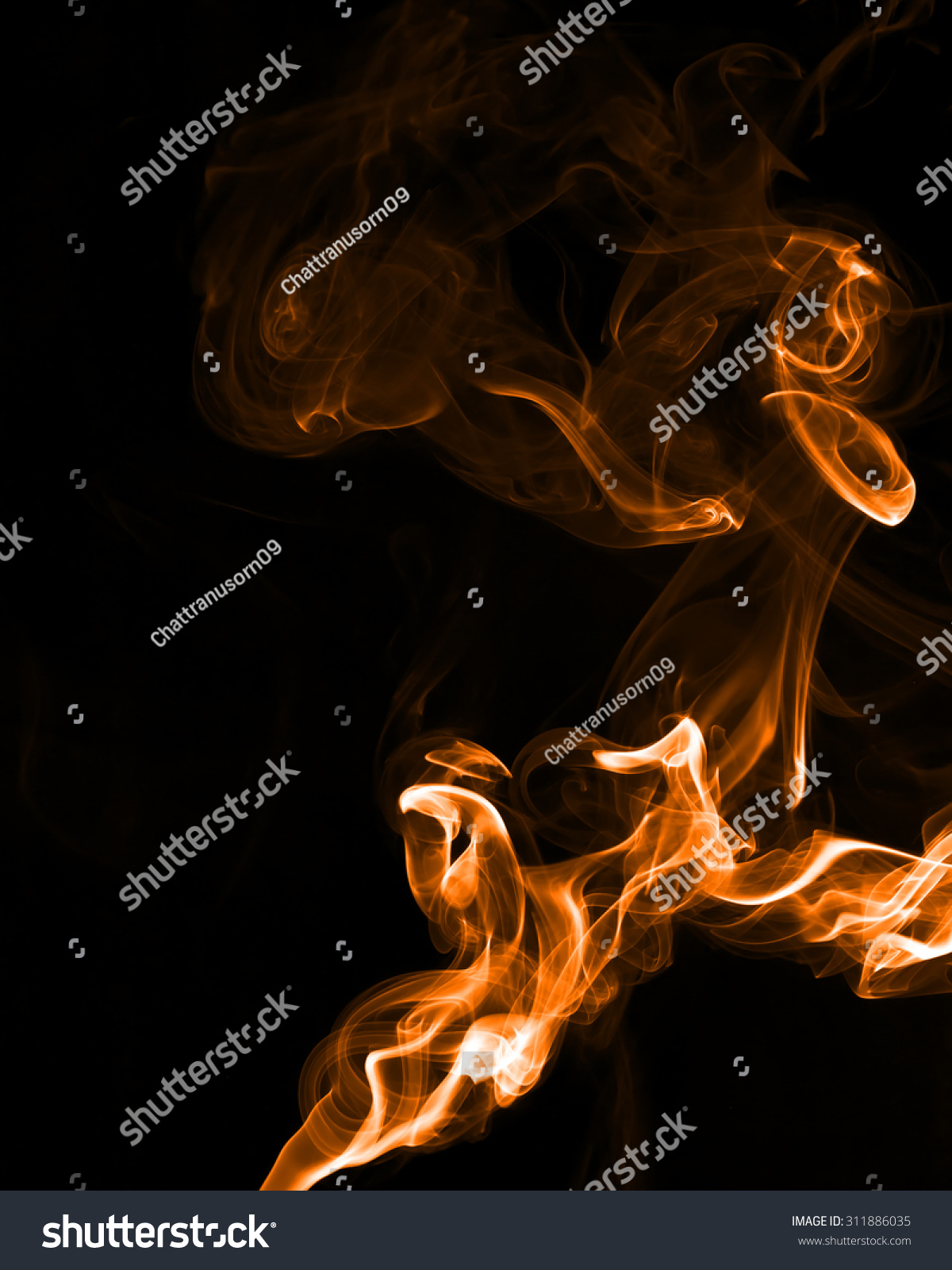 Abstract Orange Smoke Isolate On Black Stock Photo 311886035 ...