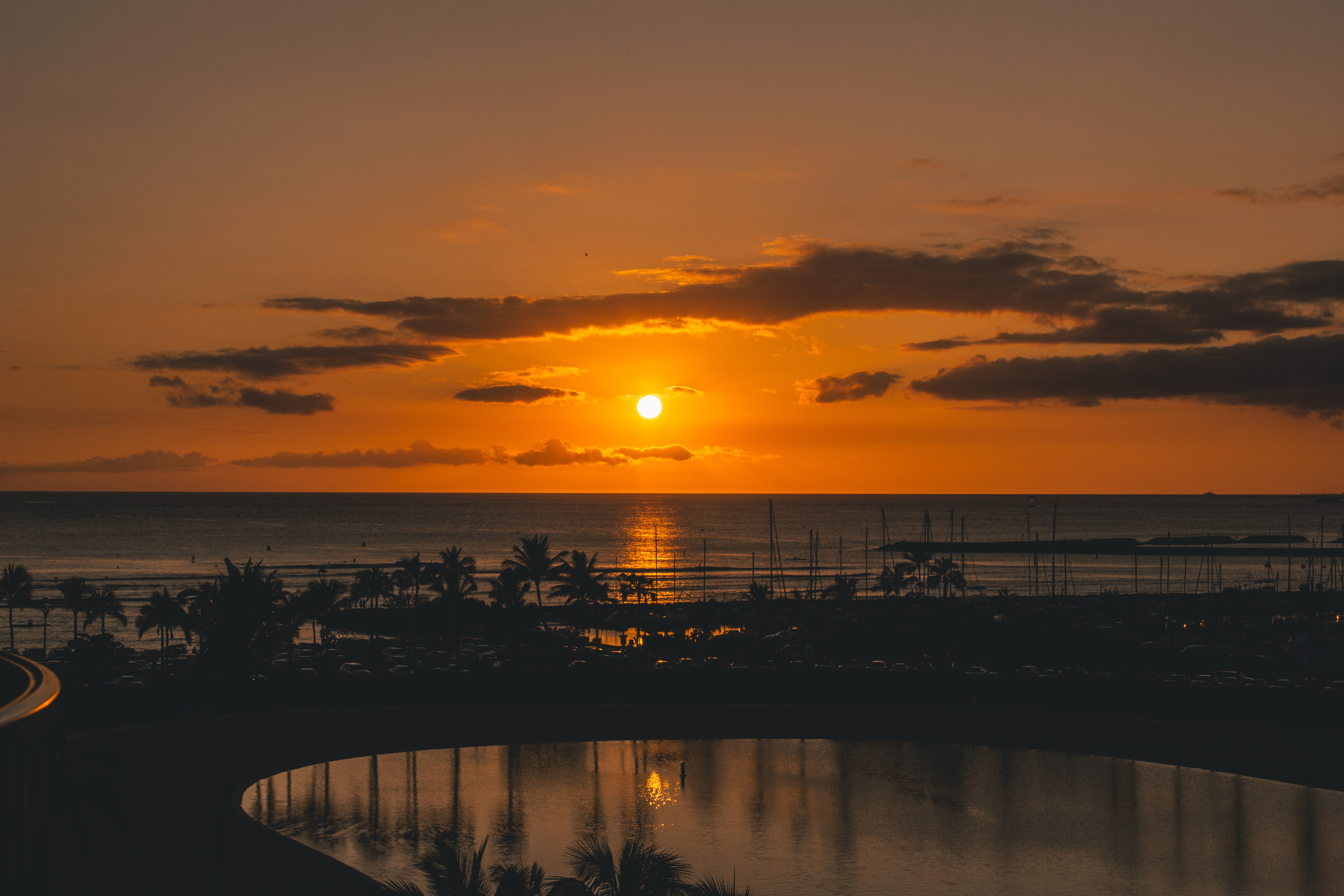 Orange Sunset on Waikiki in Hawaii image - Free stock photo - Public ...
