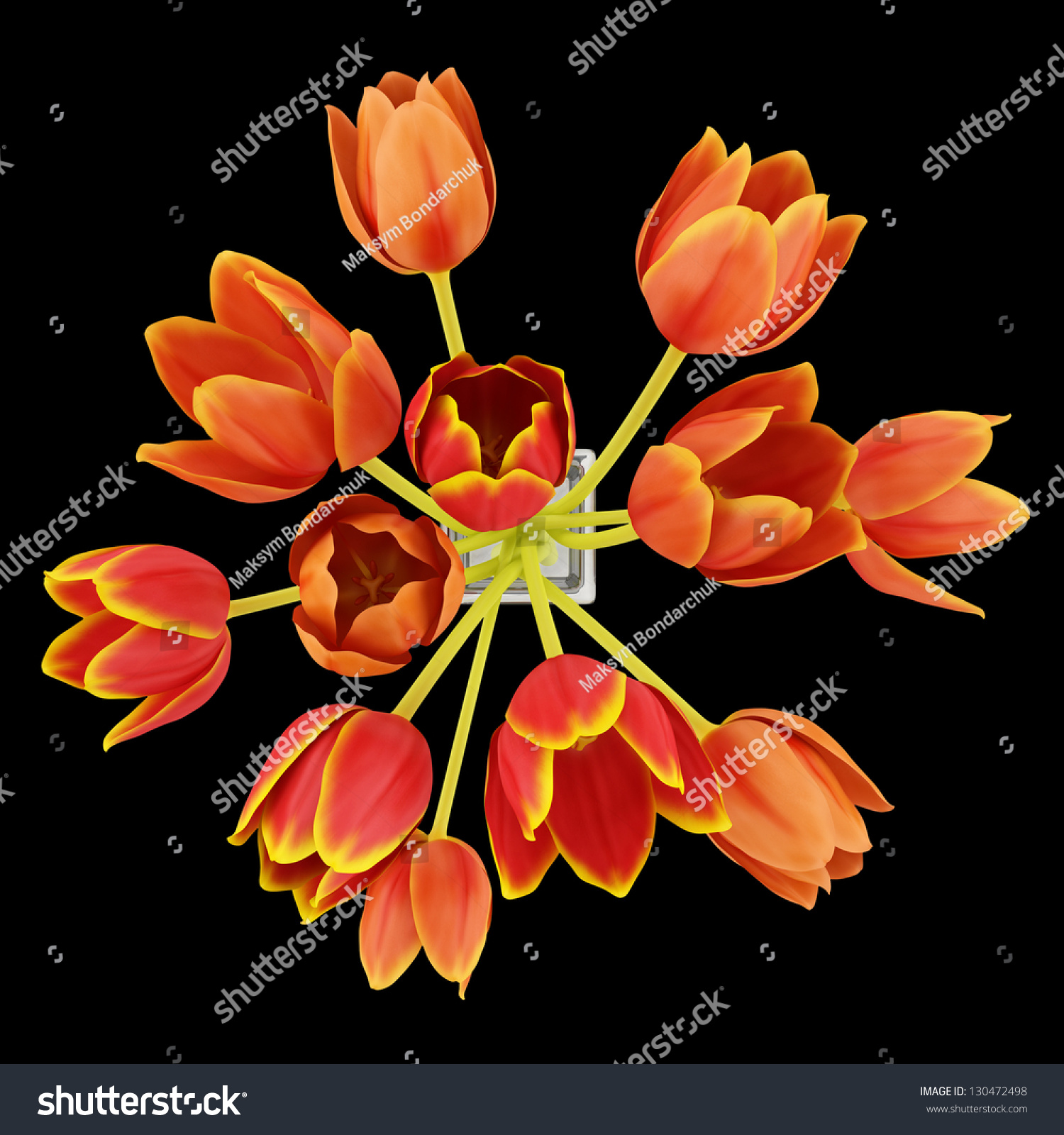 Top View Bouquet Orange Tulips Vase Stock Illustration 130472498 ...