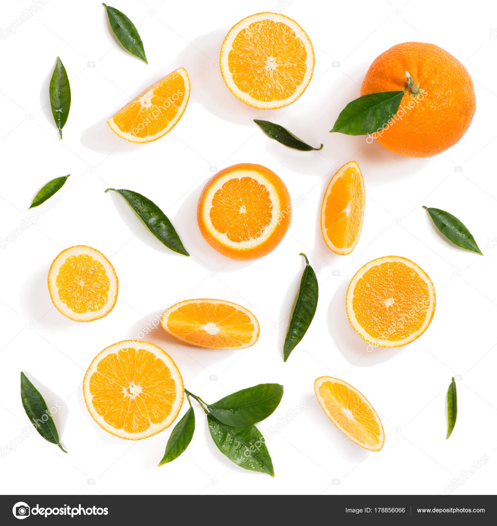 Oranges with leaves. Above view. — Stock Photo © Denira #178856066