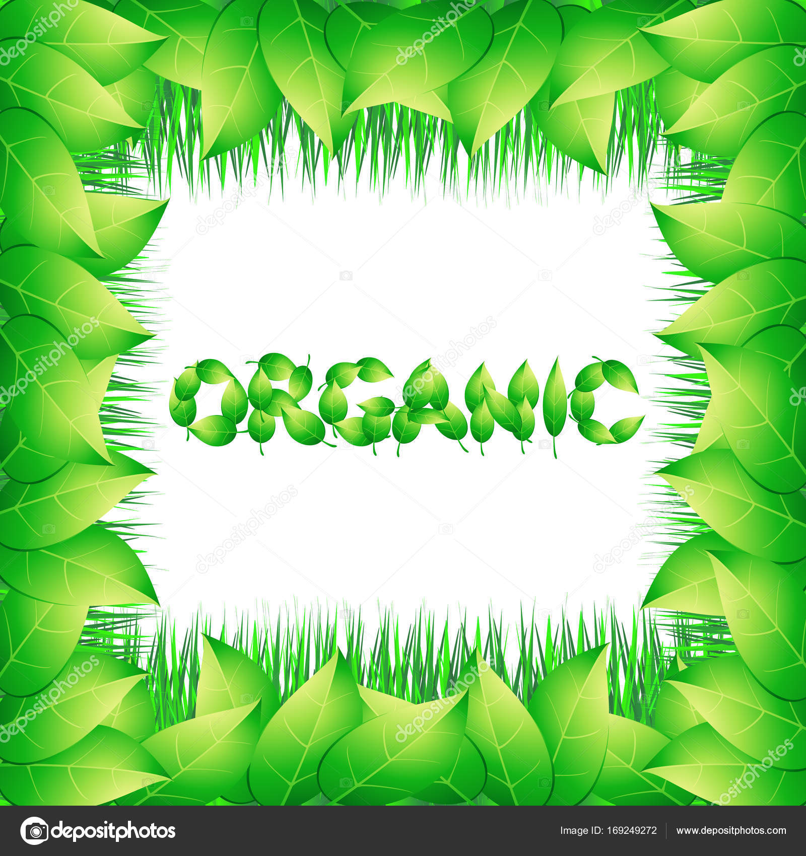 Organic background with green leaves. Bright illustration on the ...