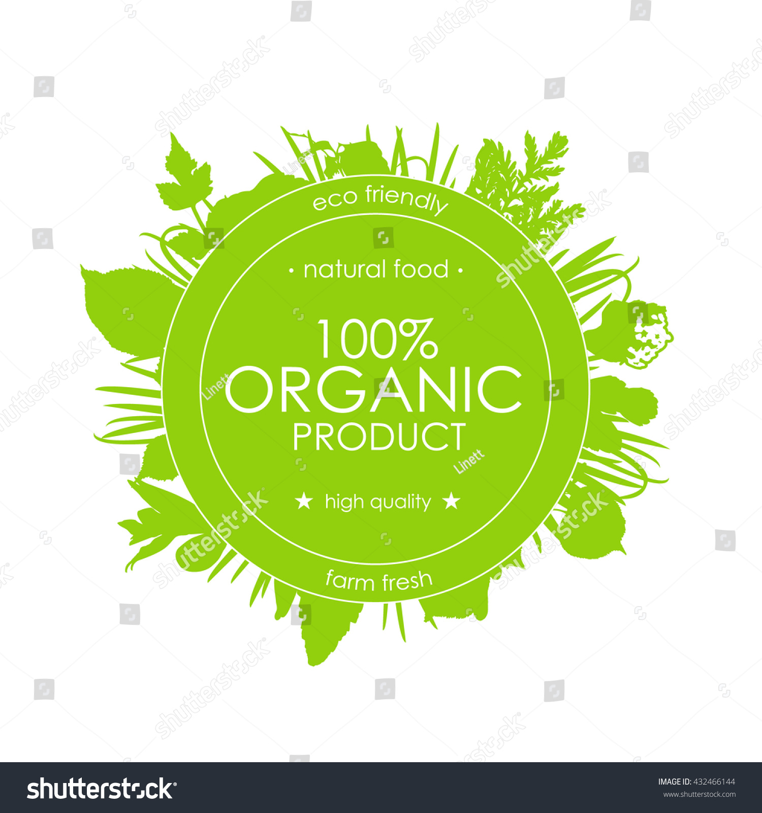 Vector Floral Background Green Round Badge Stock Vector (2018 ...