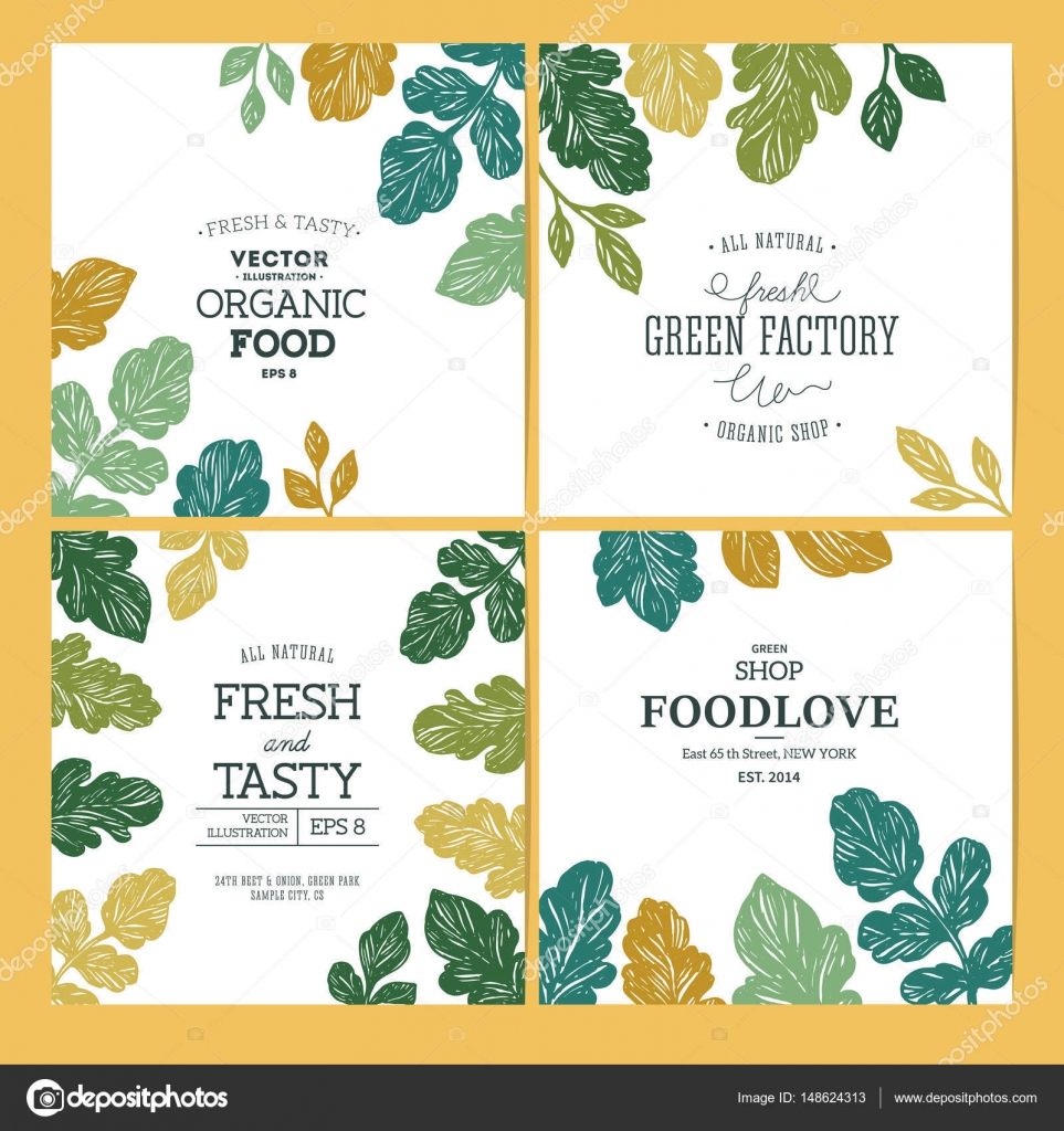 Green parsley design templates. Banner collection. Organic ...