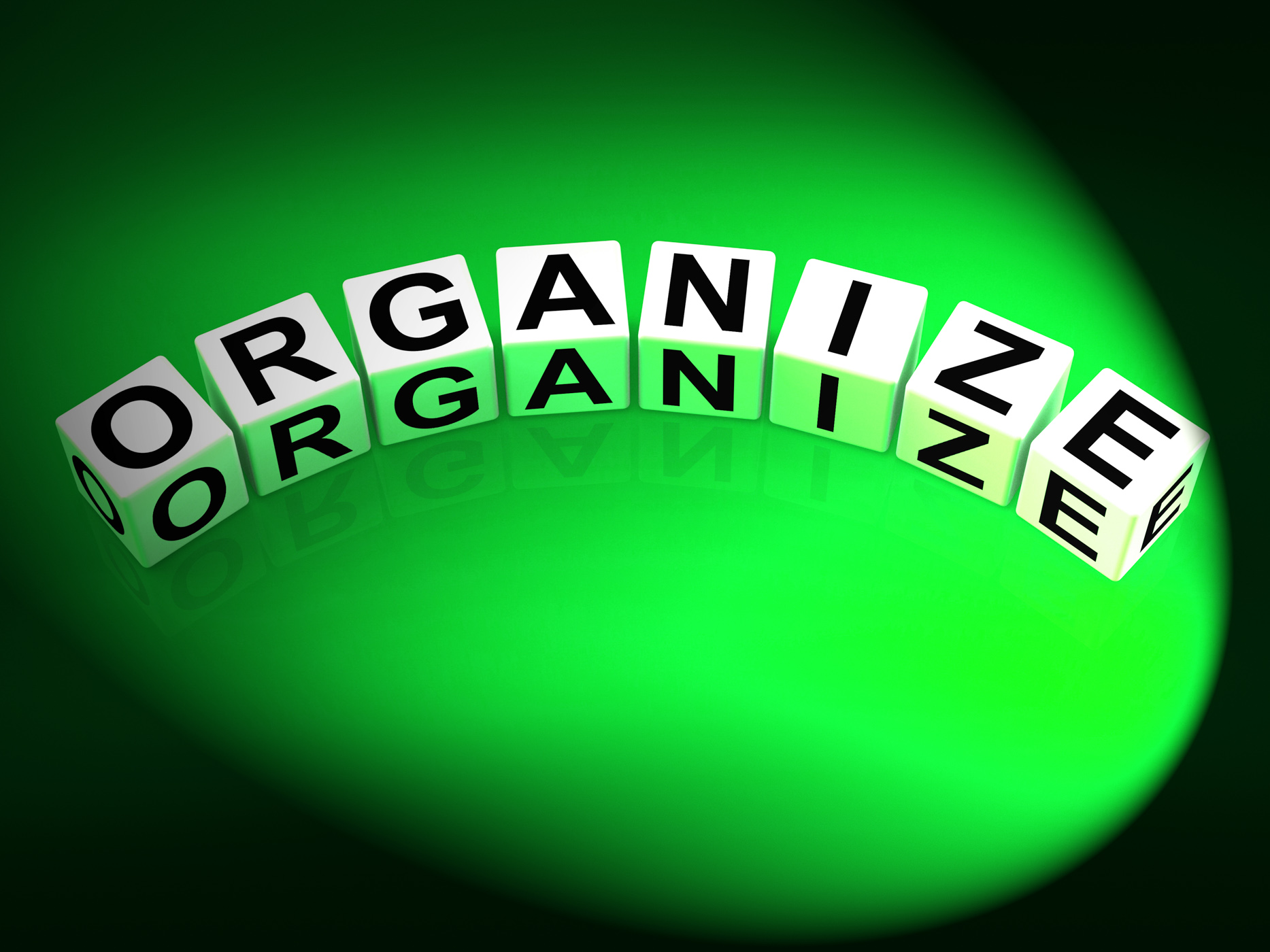 Organize dice represent organization management and established struct photo