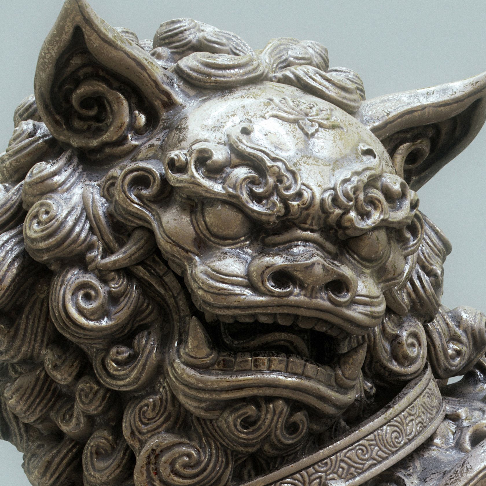 ArtStation - A Chinese lion statue(Bronze version ), Zhelong Xu ...