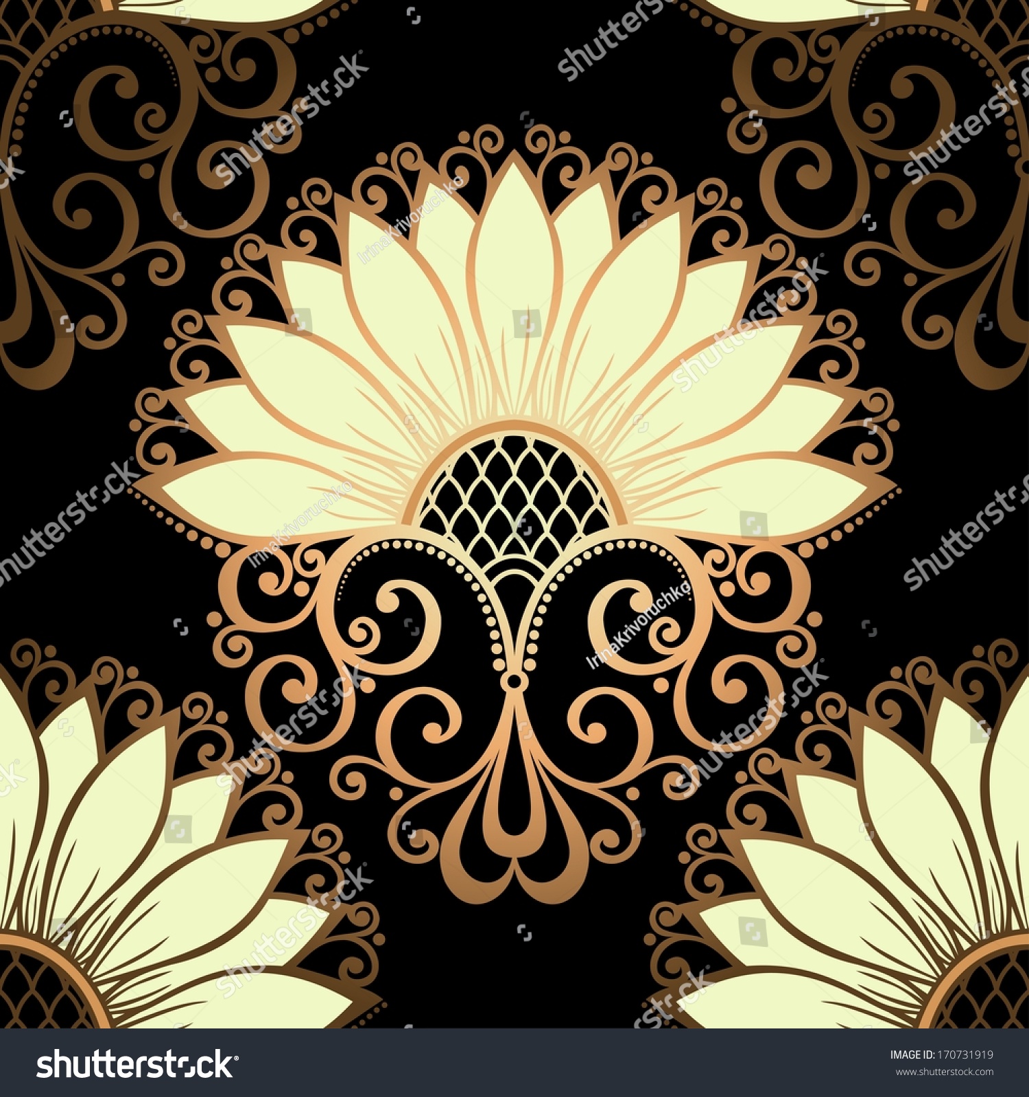 Seamless Ornate Floral Pattern Vector Stock Vector 170731919 ...