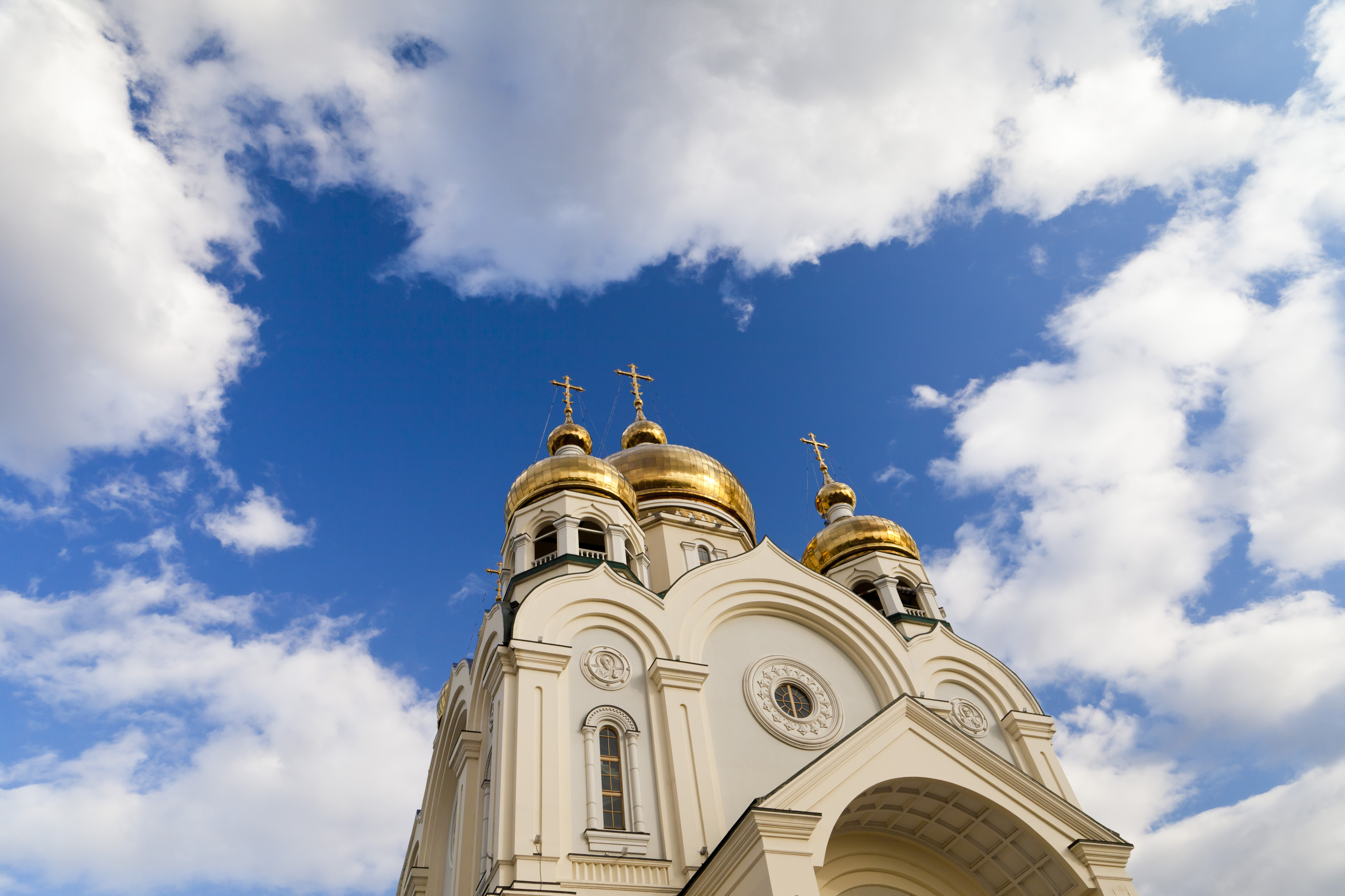 Orthodox church against the blue sky photo
