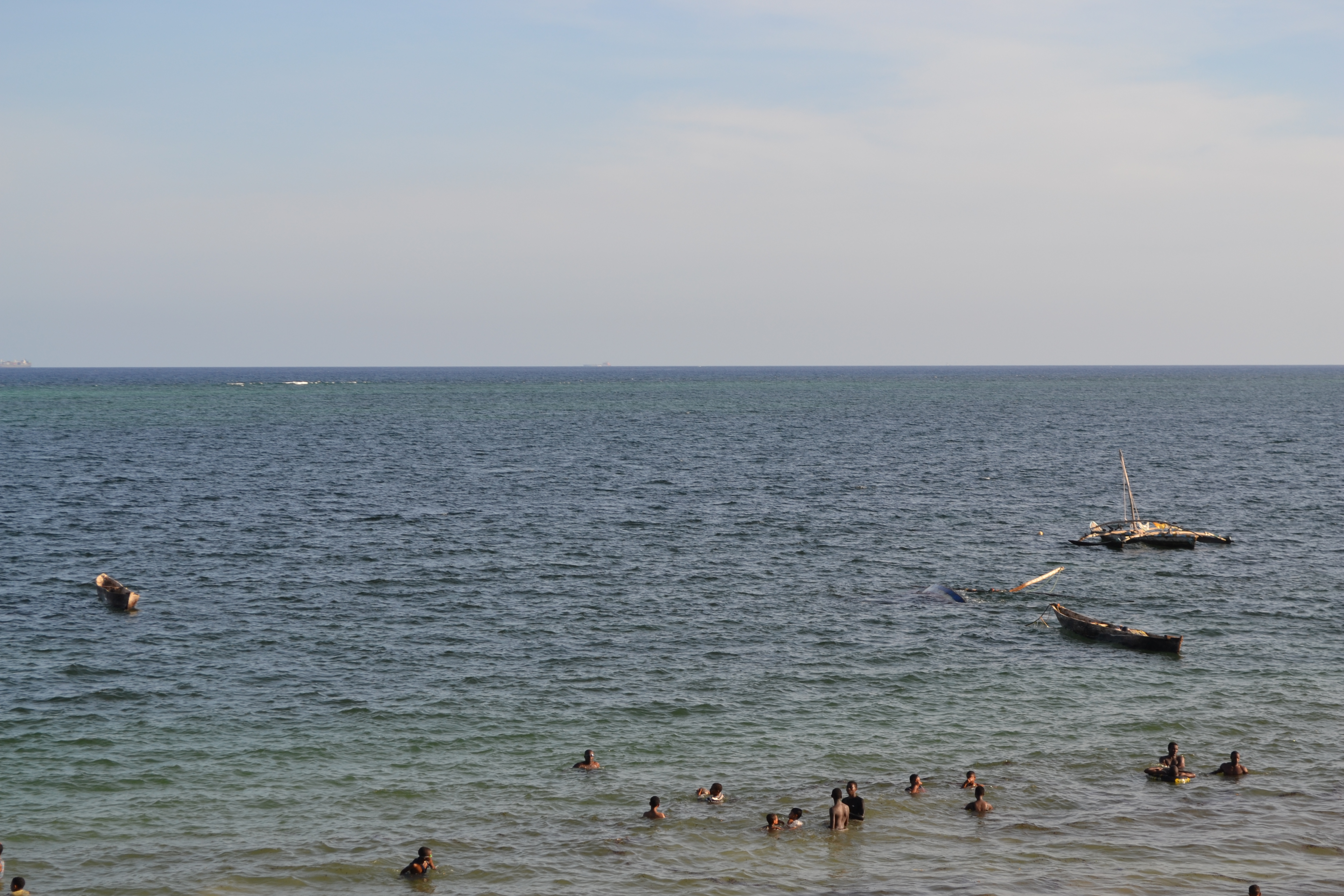 File:View out to sea on Nyali Beach during high tide from the Reef ...
