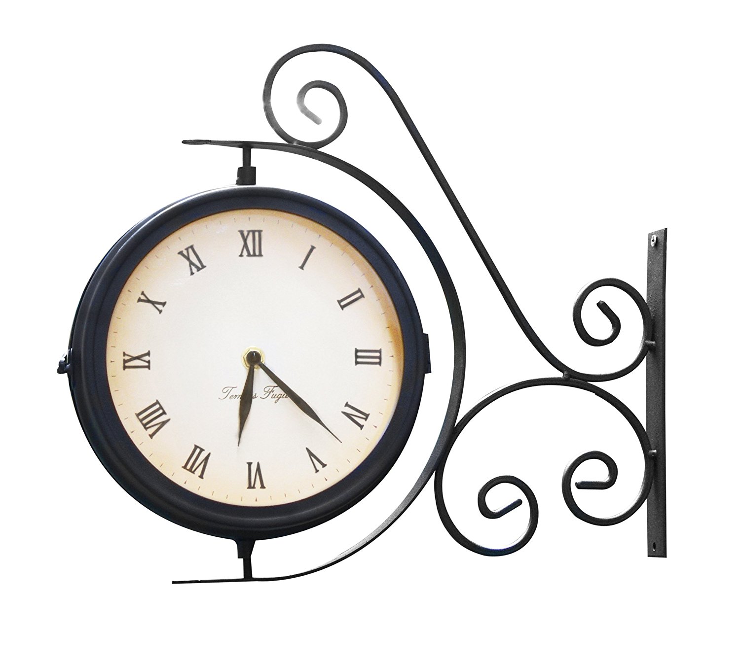 Amazon.com : Indoor Outdoor Garden Yard Bracket Clock & Thermometer ...