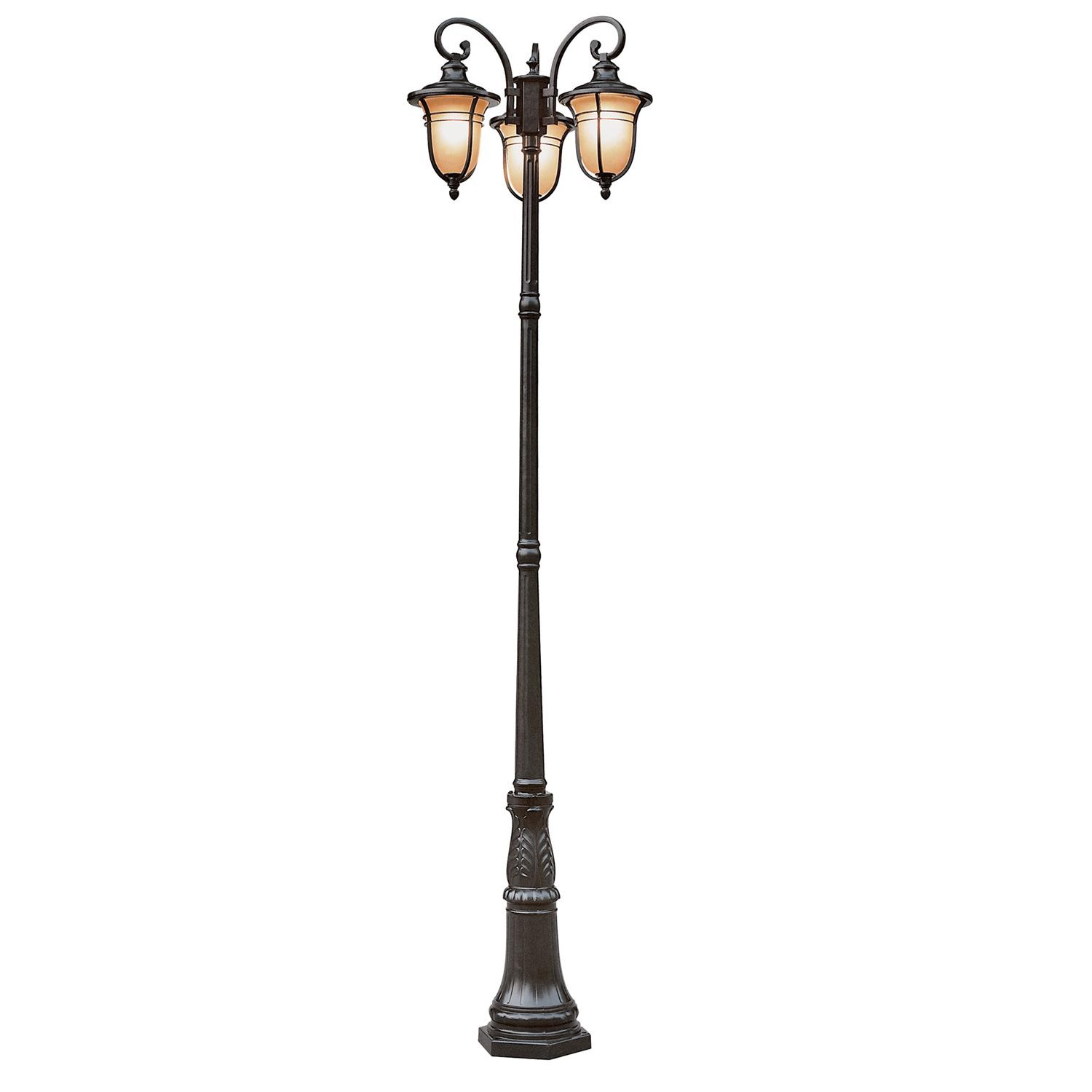 Trans Globe 5707-ROB Amber Drop 3 Light Pole Outdoor Lamp Post in ...