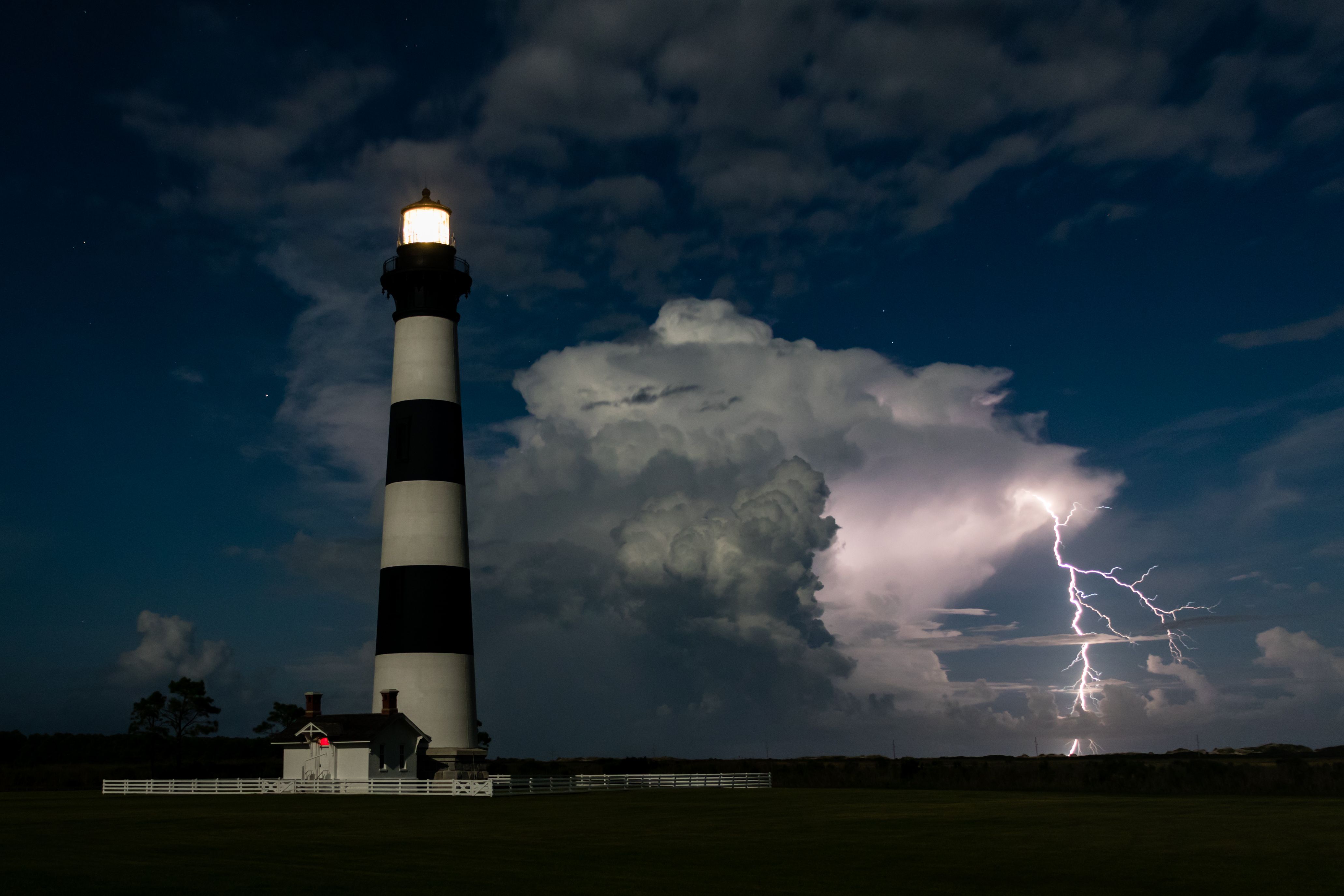 Bodie Lighthouse accented by lightning storm. By Bob Tenbusch | 2017 ...