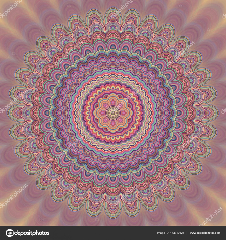 Abstract mandala fractal background - circular symmetry vector ...