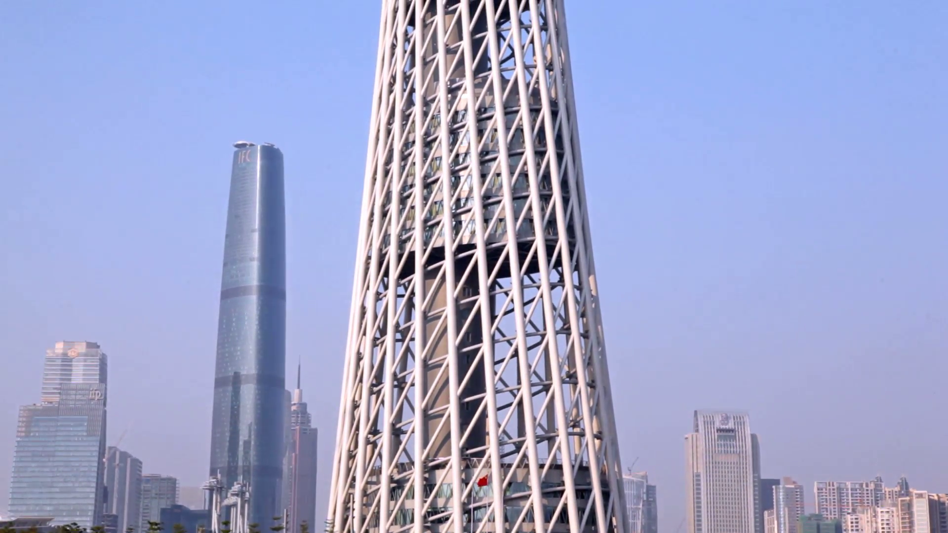 Guangzhou Canton Tower and Flower Pagoda on close up view Stock ...