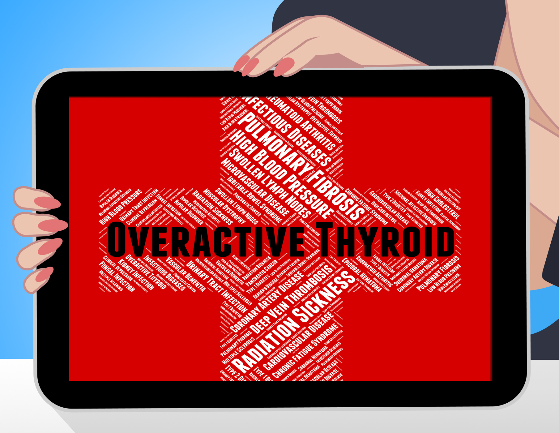 Overactive thyroid indicates poor health and indisposition photo