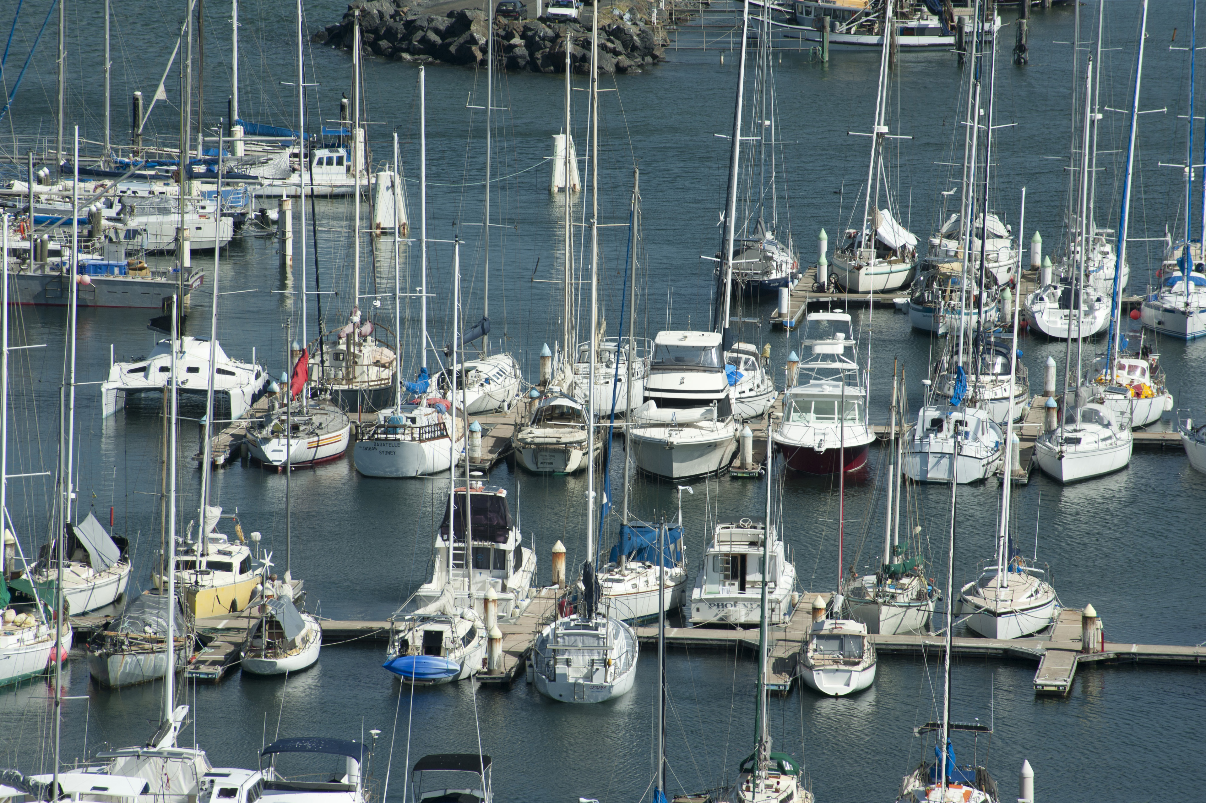 Image of Sailboat Yachts Anchored Along Docks in Marina | Freebie ...