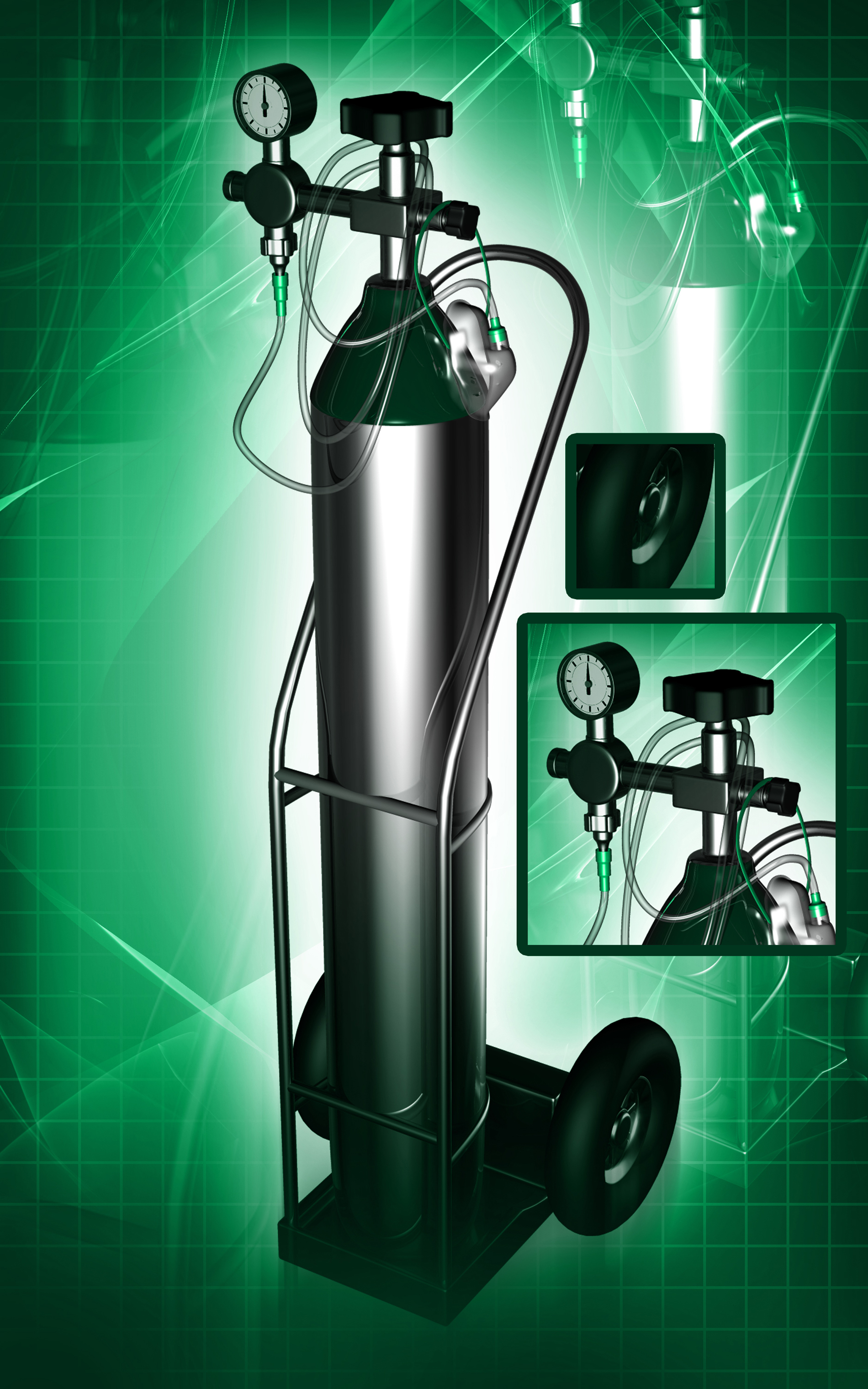 Oxygen cylinder, 3d, Mask, Wheel, Technology, HQ Photo