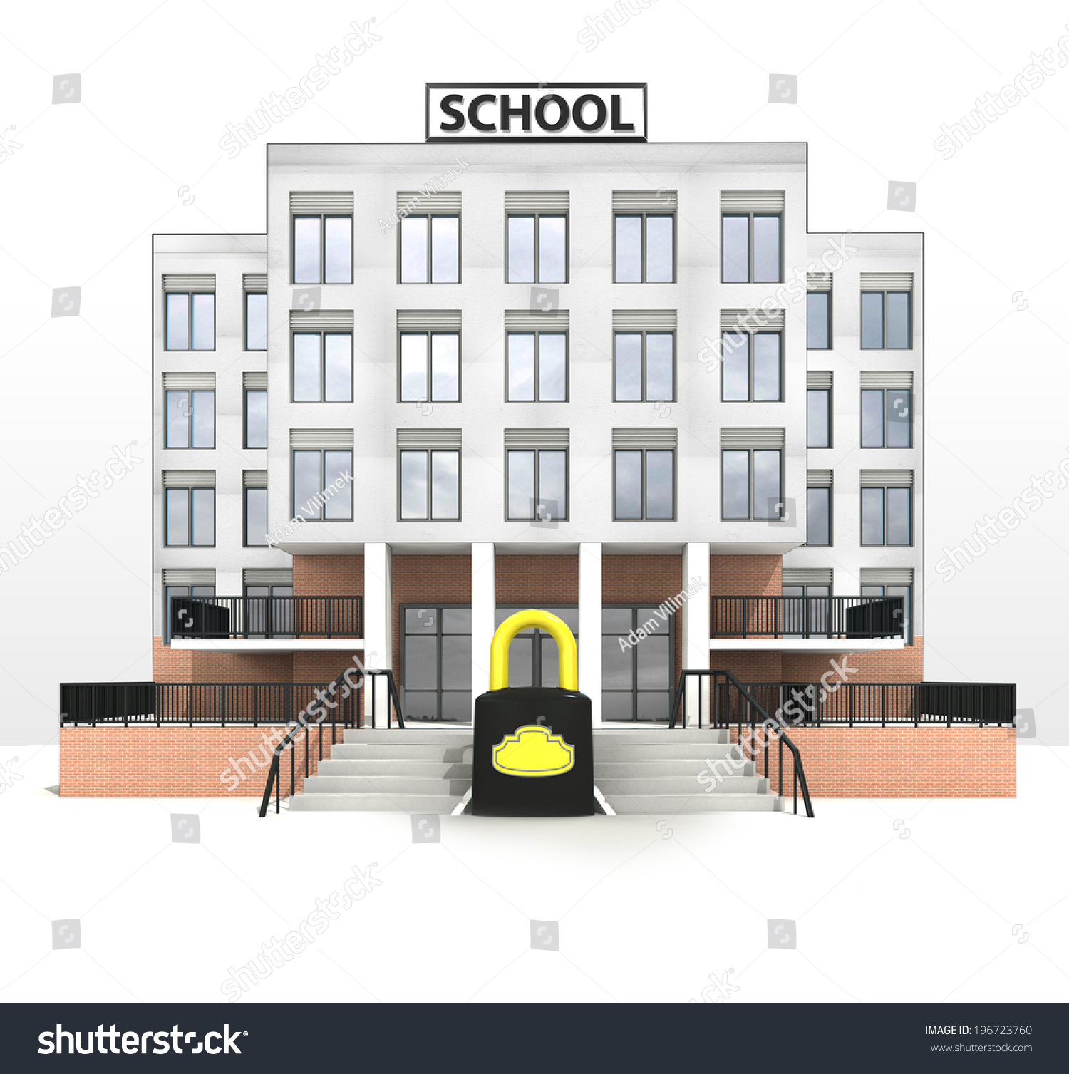 Security Padlock Front Modern School Building Stock Illustration ...