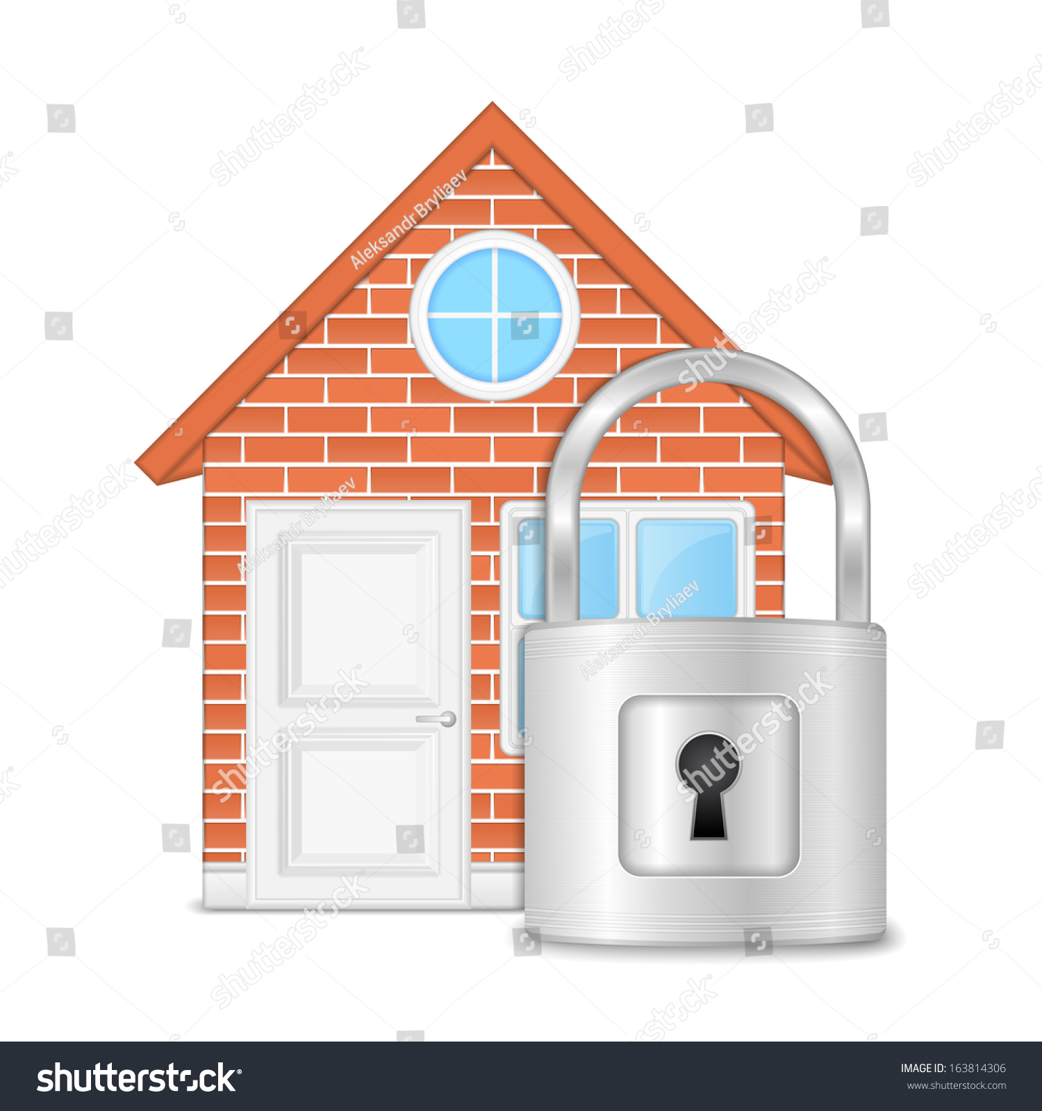 Brick House Lock House Security Concept Stock Vector 163814306 ...